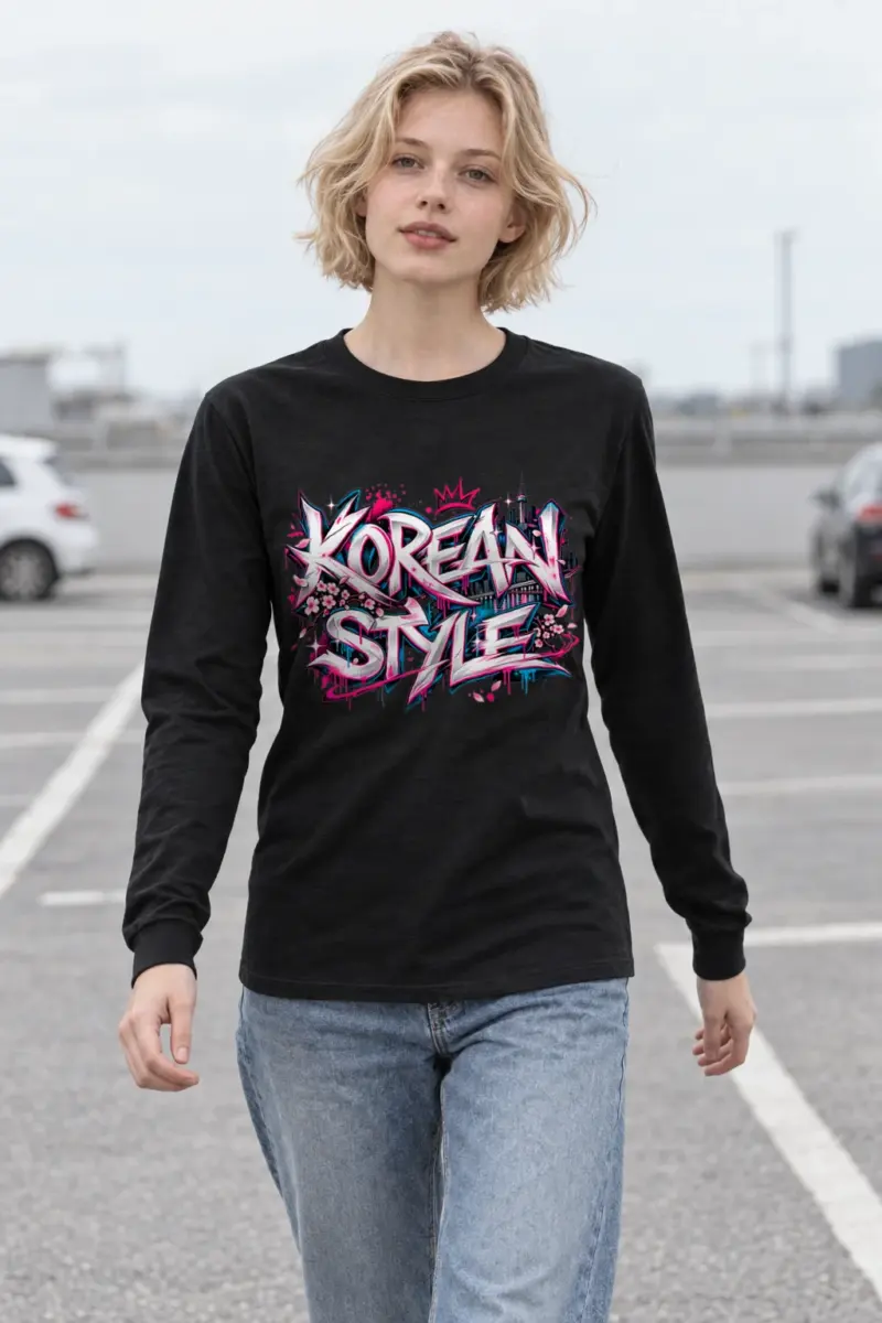 "Beveled Graffiti Korean Style" Unisex Longsleeve T-shirt