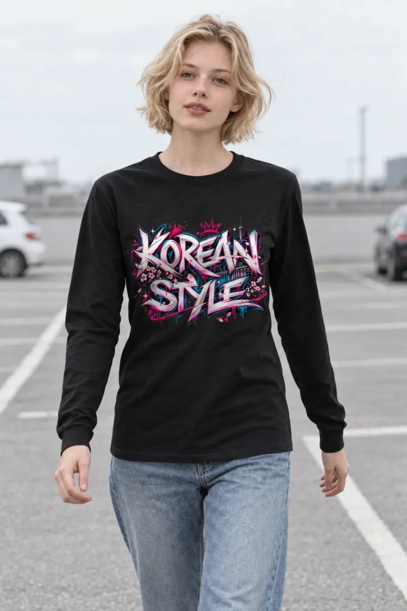 "Beveled Graffiti Korean Style" Unisex Longsleeve T-shirt