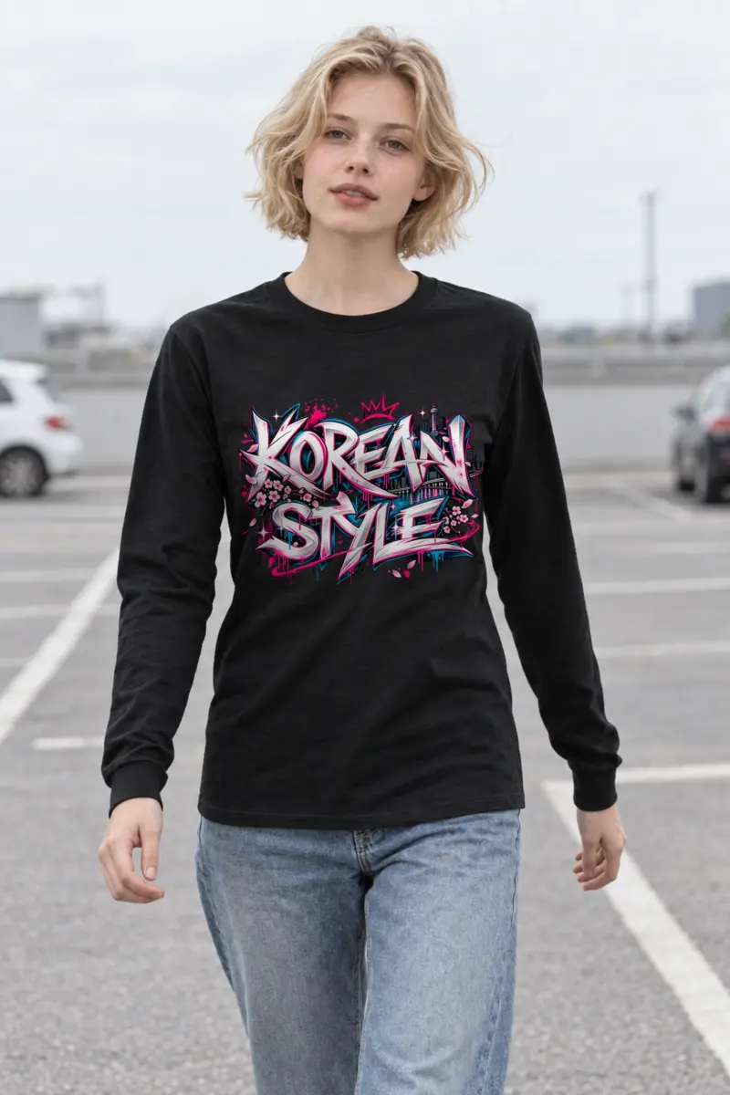 "Beveled Graffiti Korean Style" Unisex Longsleeve T-shirt