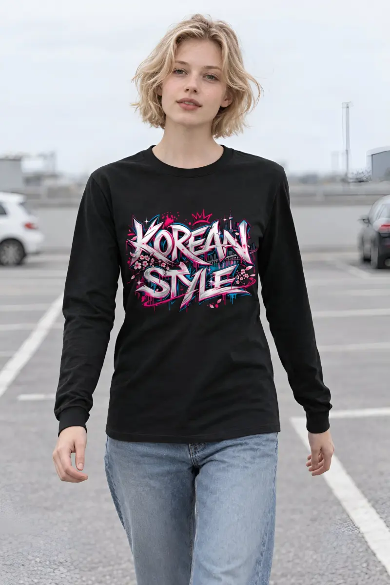 "Beveled Graffiti Korean Style" Unisex Longsleeve T-shirt
