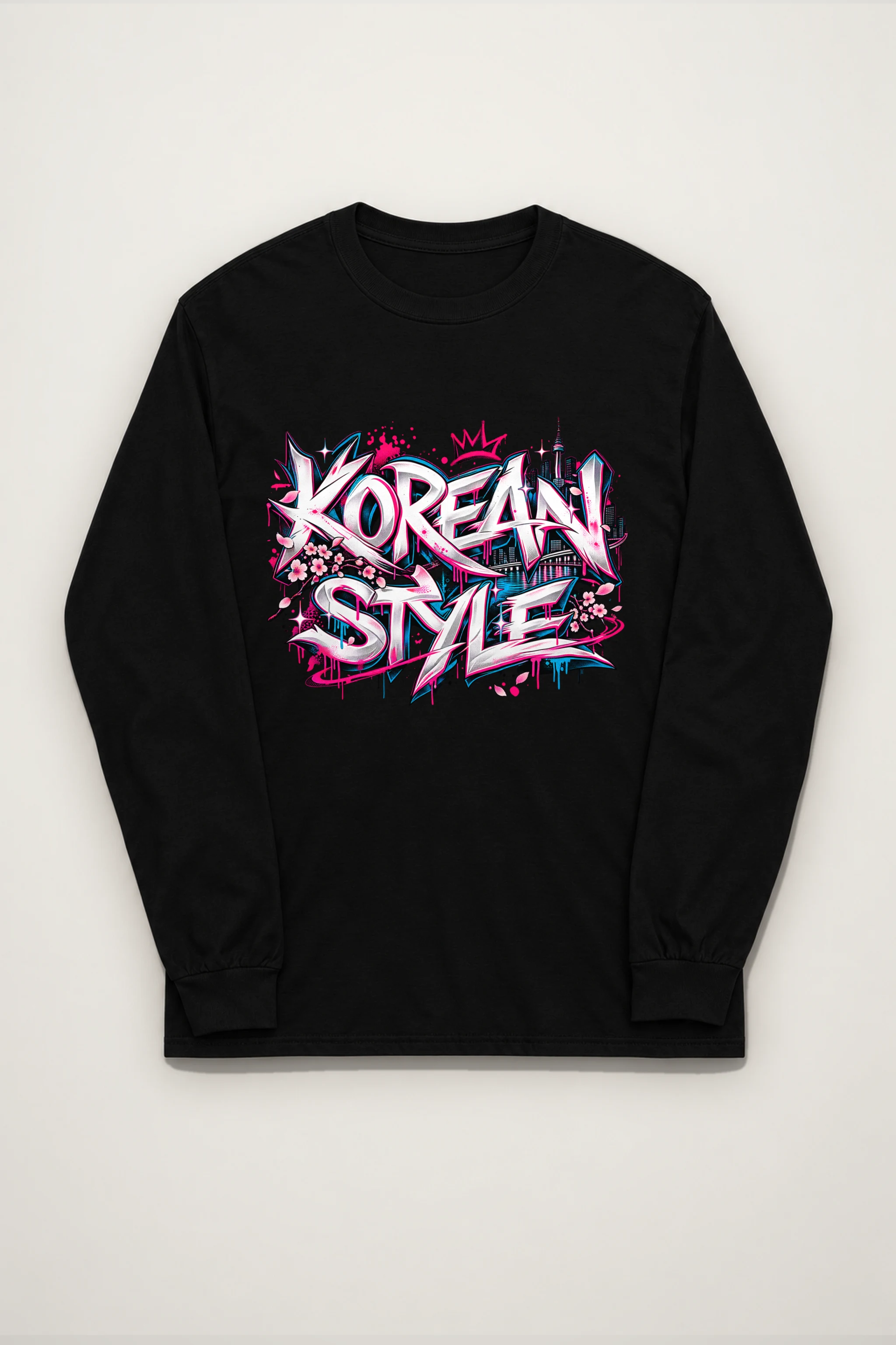 "Beveled Graffiti Korean Style" Unisex Longsleeve T-shirt