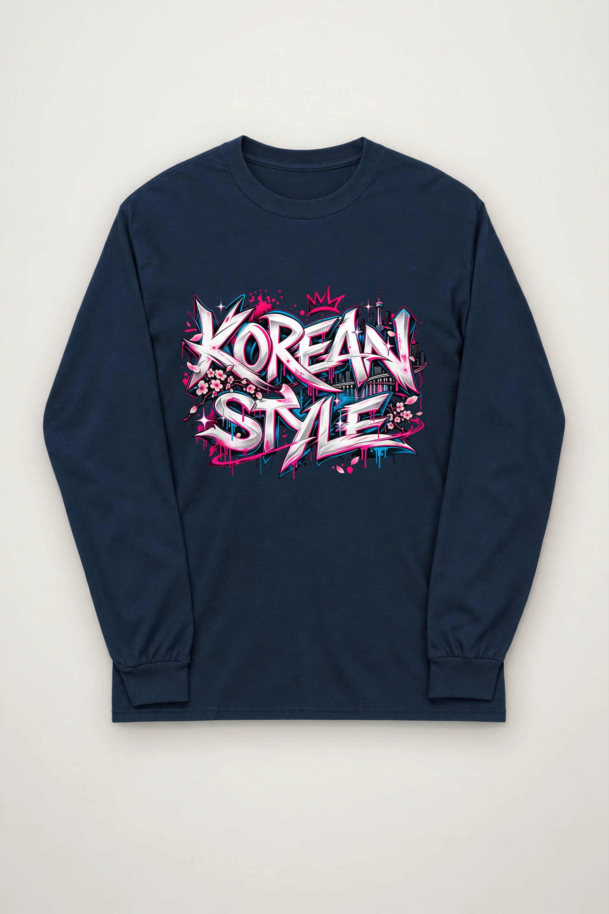 "Beveled Graffiti Korean Style" Unisex Longsleeve T-shirt