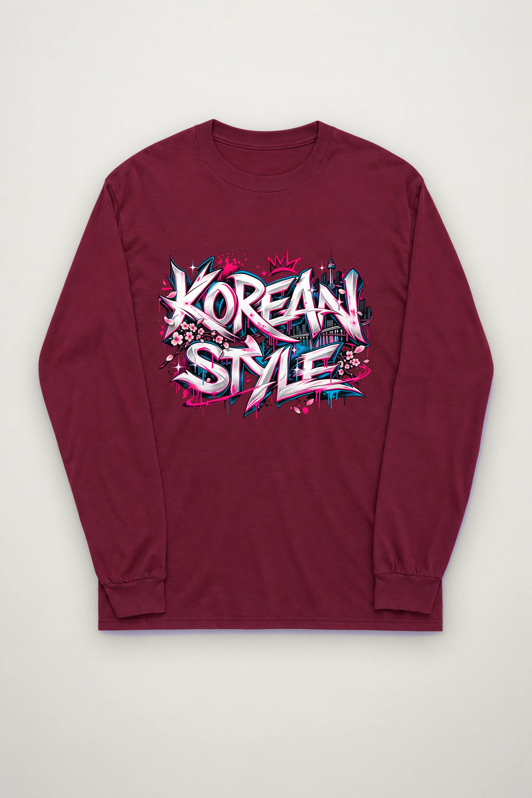 "Beveled Graffiti Korean Style" Unisex Longsleeve T-shirt