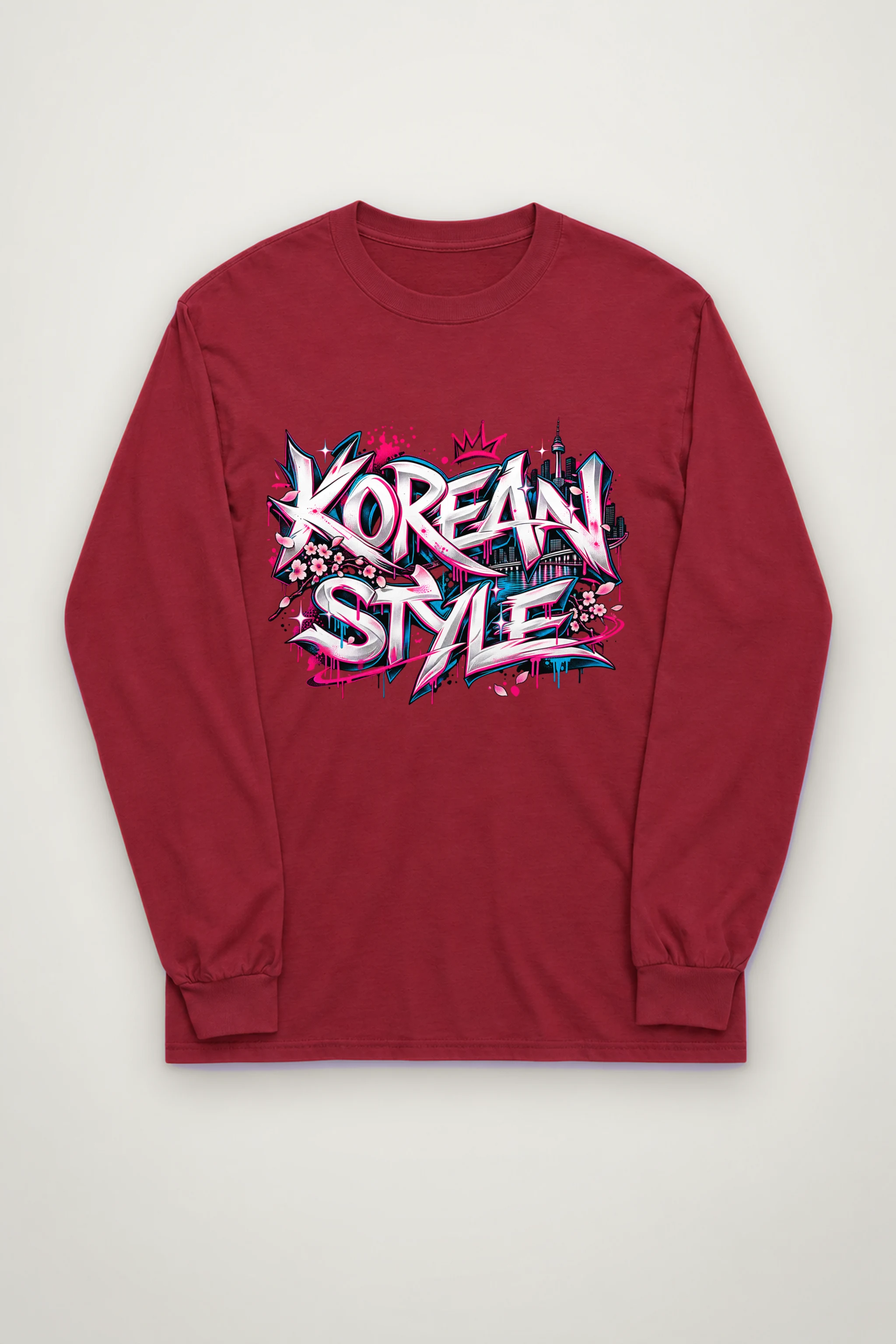 "Beveled Graffiti Korean Style" Unisex Longsleeve T-shirt