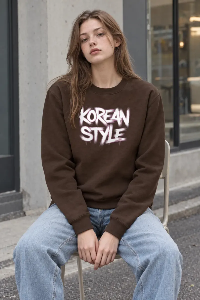 "Korean Style" Heavy Blend Unisex Crewneck Sweatshirt | Gildan 18000