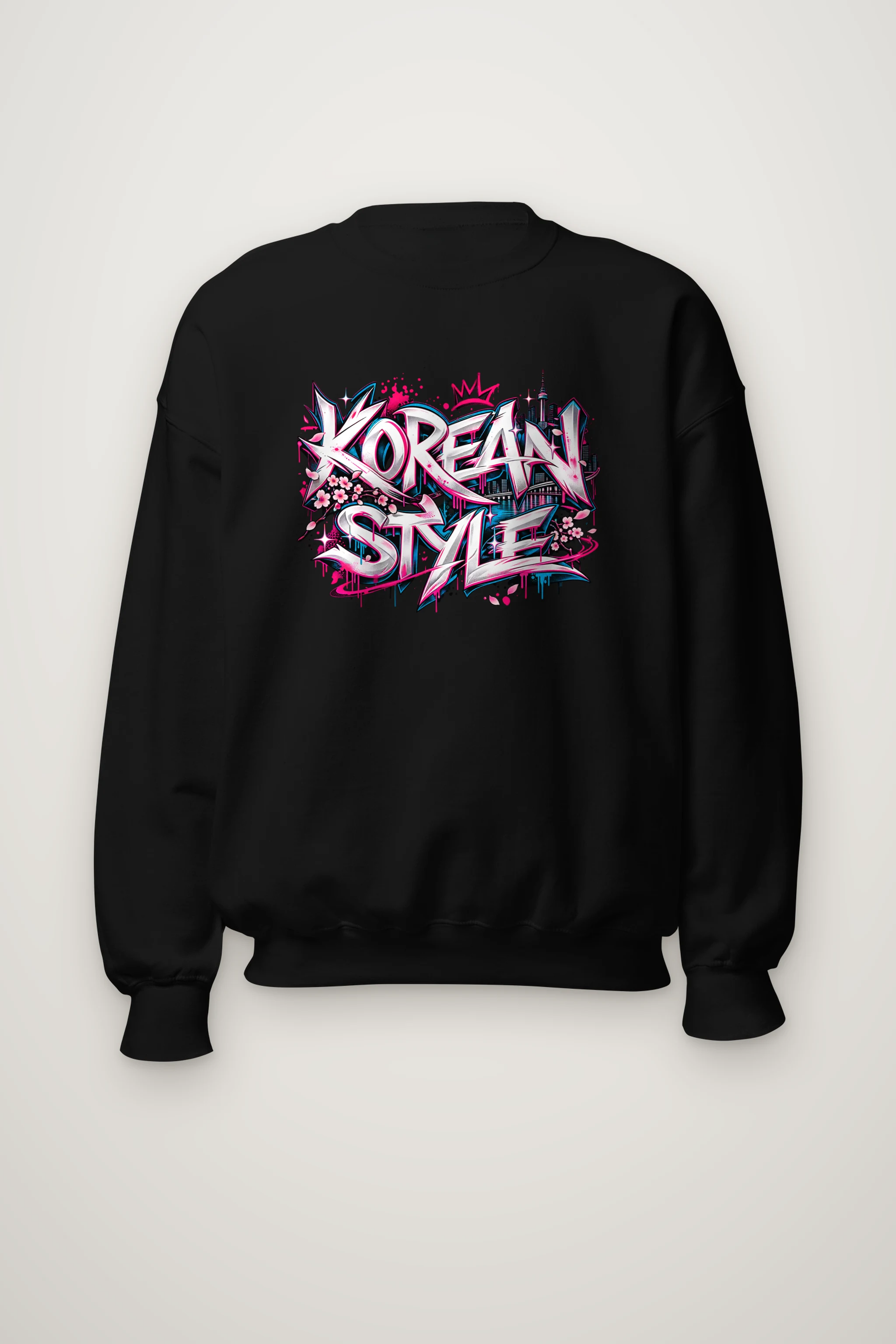 "Seoul Script Skyline" Heavy Blend Unisex Crewneck Sweatshirt