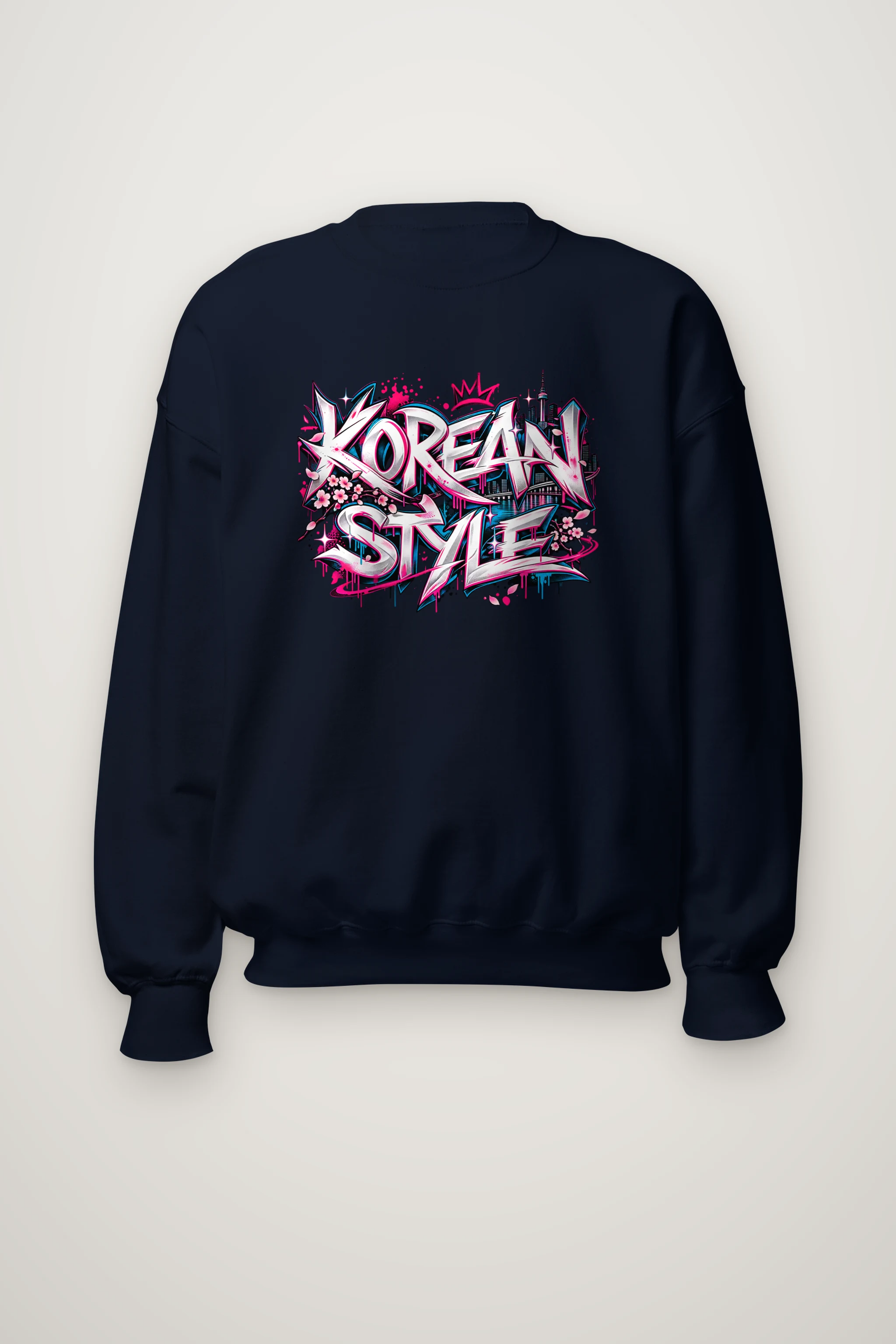 "Seoul Script Skyline" Heavy Blend Unisex Crewneck Sweatshirt