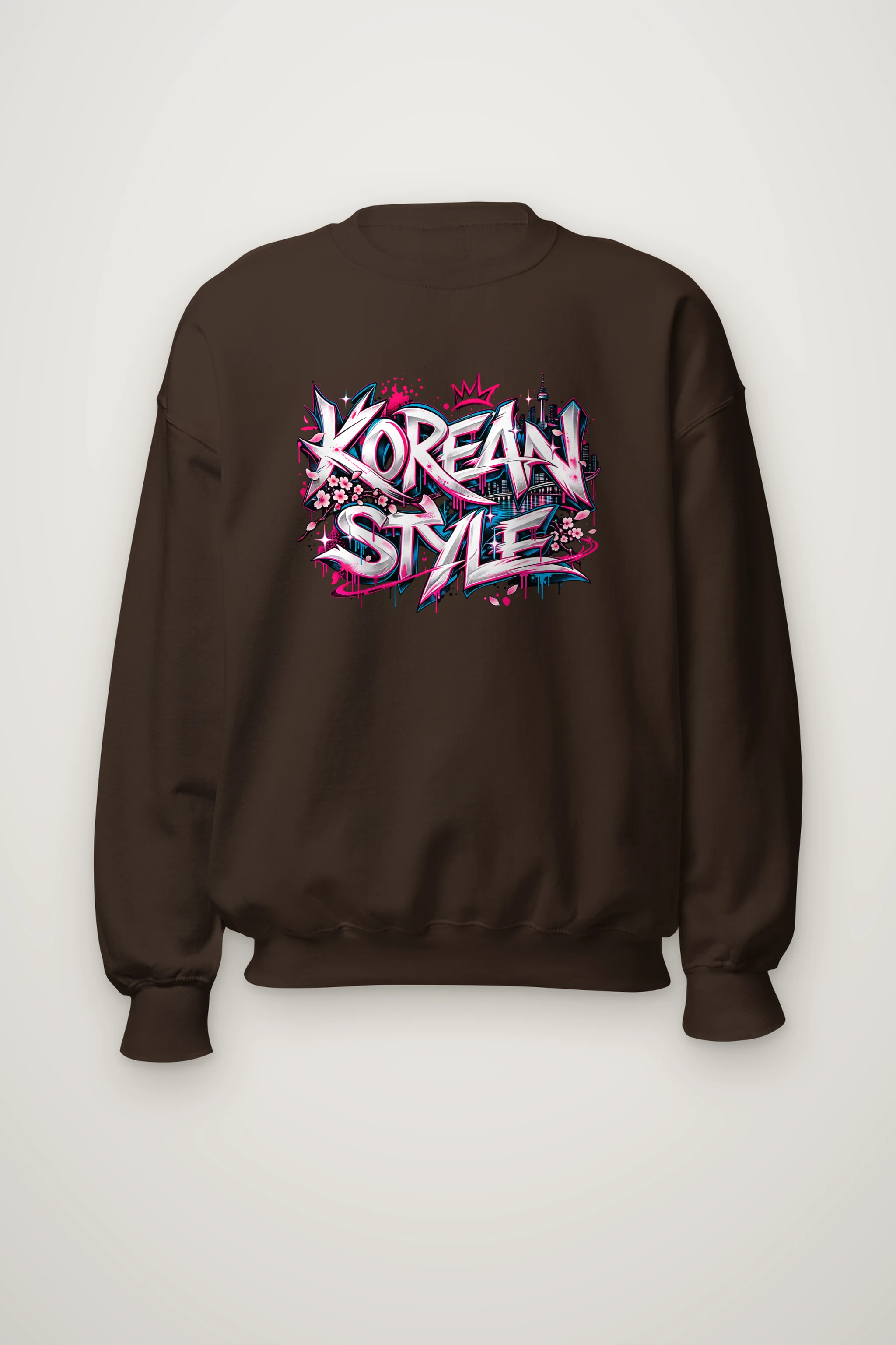 "Seoul Script Skyline" Heavy Blend Unisex Crewneck Sweatshirt