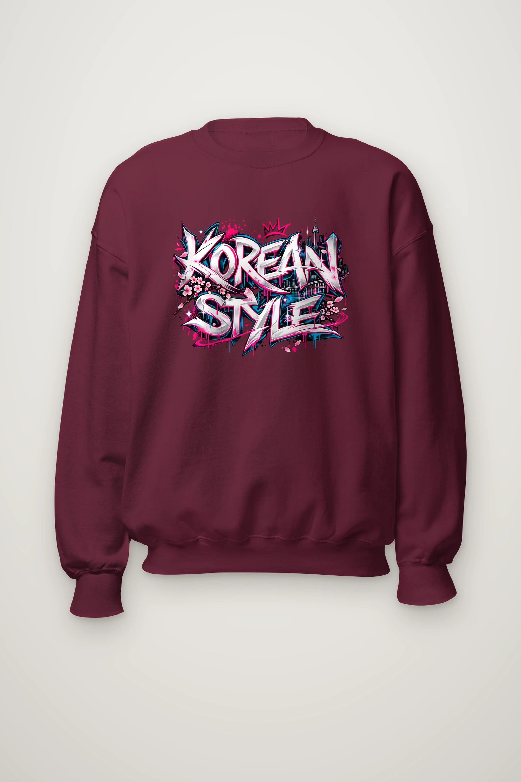 "Seoul Script Skyline" Heavy Blend Unisex Crewneck Sweatshirt