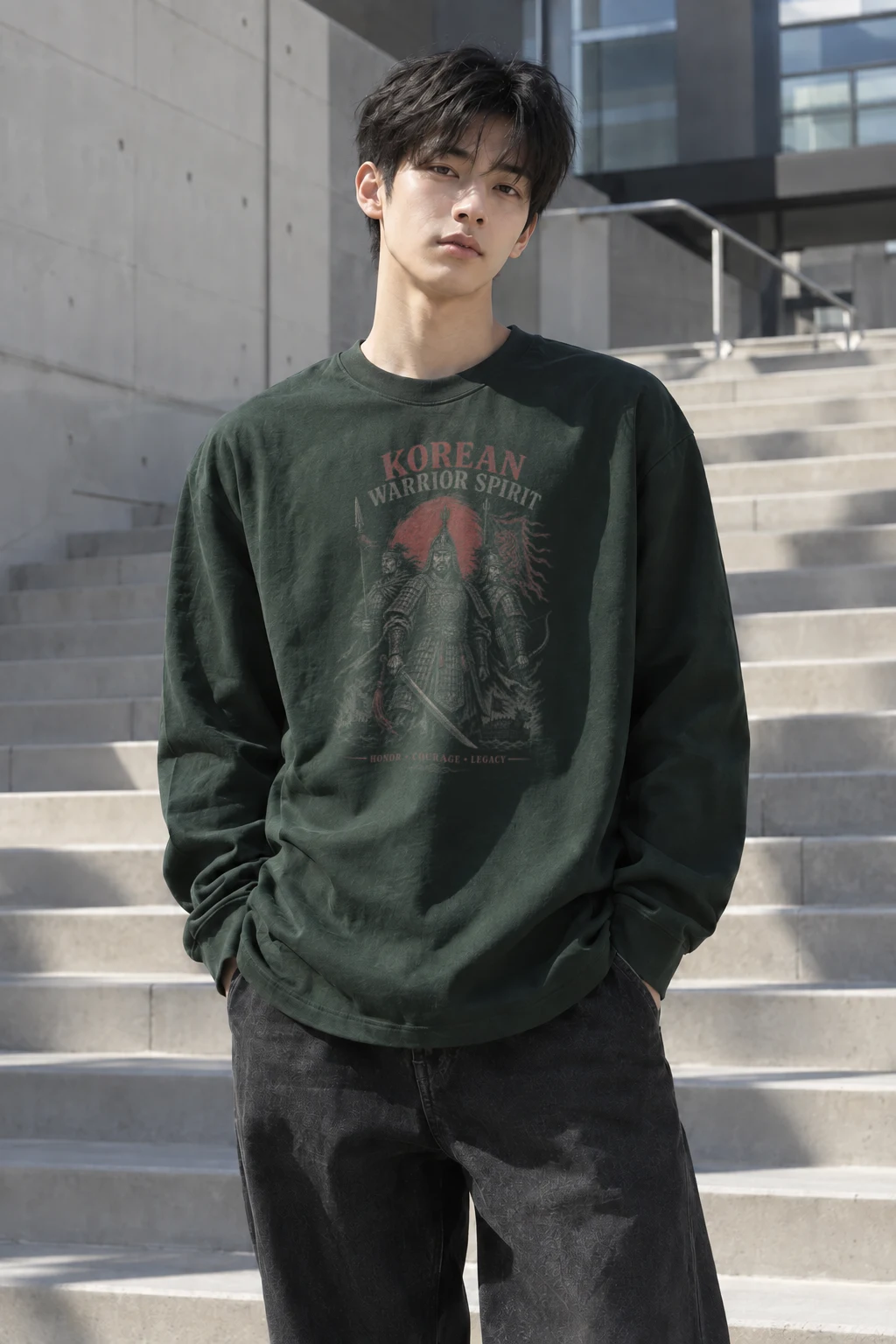 "Korean Warrior Spirit" Unisex Longsleeve T-shirt | Gildan 2400