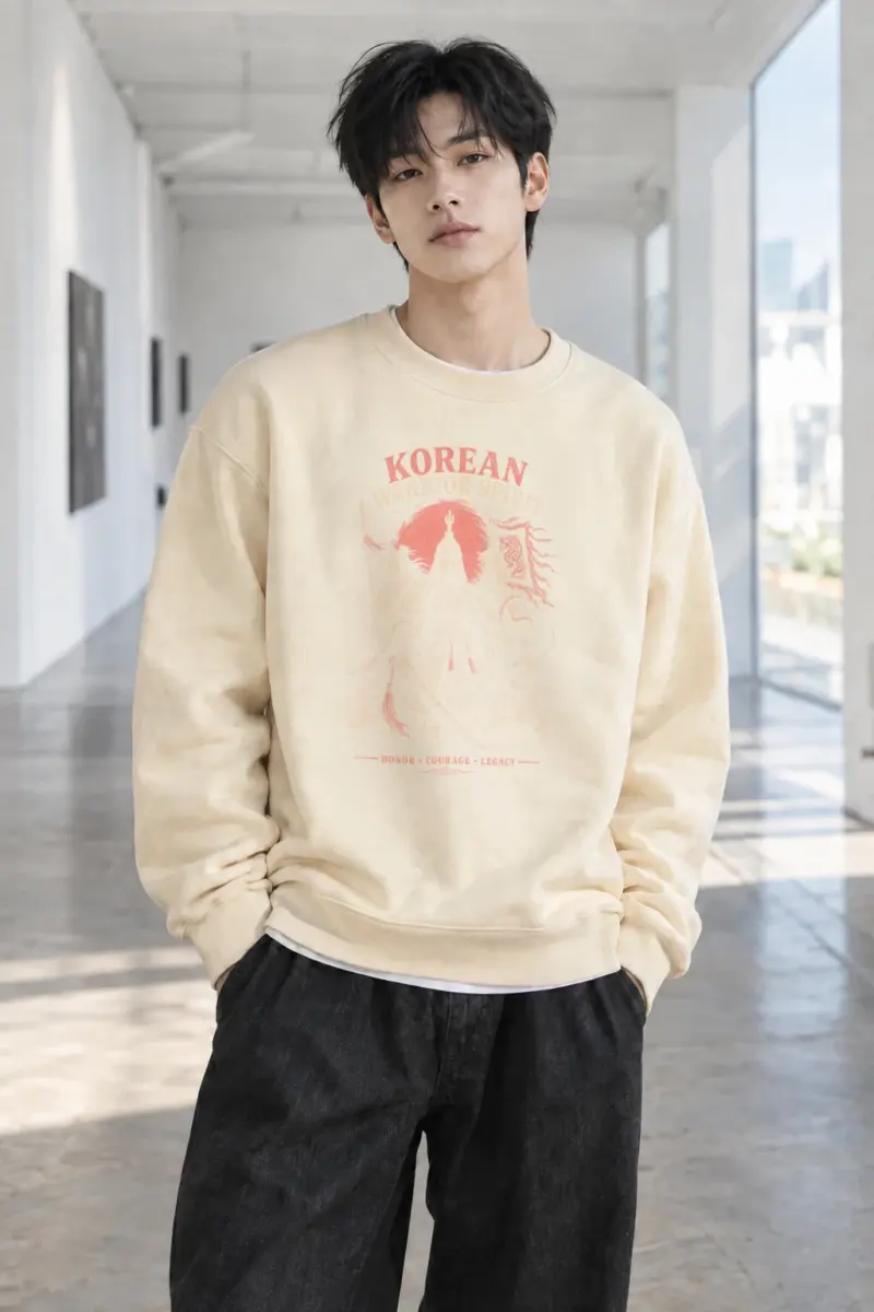 "Korean Warrior Spirit" Unisex Sponge Fleece Crewneck Sweatshirt | Bella + Canvas 3901