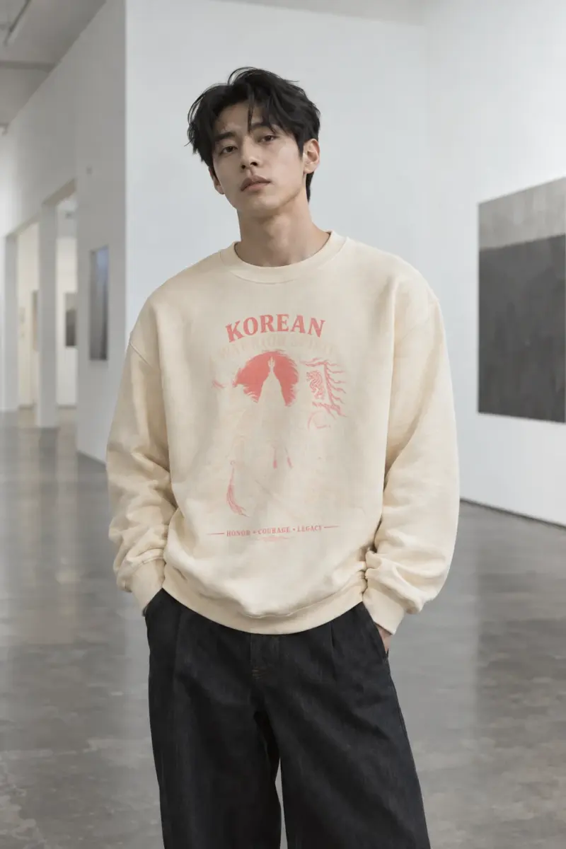 "Korean Warrior Spirit" Unisex Sponge Fleece Crewneck Sweatshirt | Bella + Canvas 3901