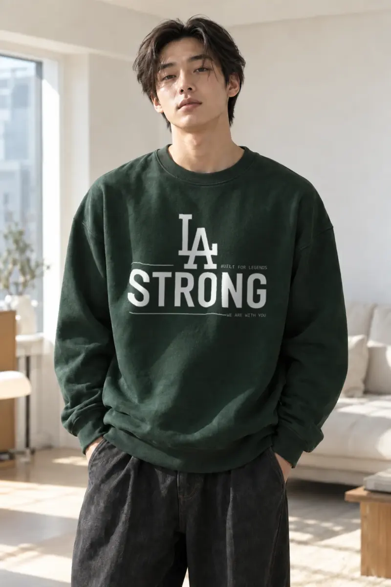 "LA Strong" Heavy Blend Unisex Crewneck Sweatshirt | Gildan 18000