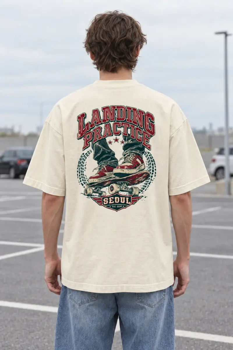 "Landing Practice" Men's Oversized Heavyweight Crewneck T-Shirt | Shaka Wear SHMHSS