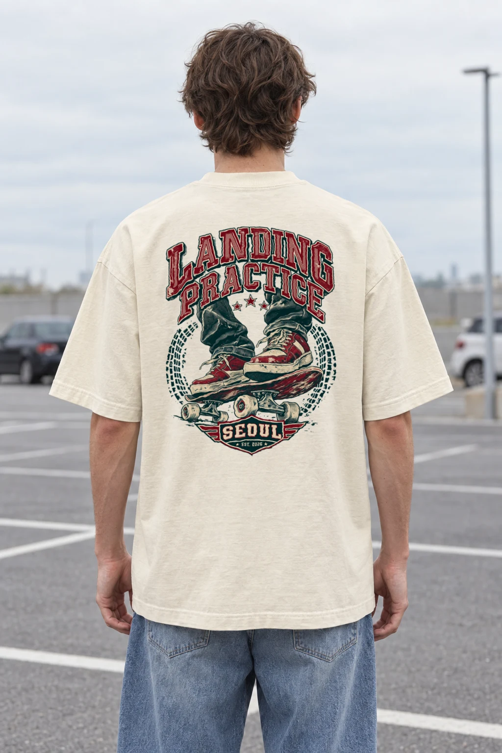 "Landing Practice" Men's Oversized Heavyweight Crewneck T-Shirt | Shaka Wear SHMHSS