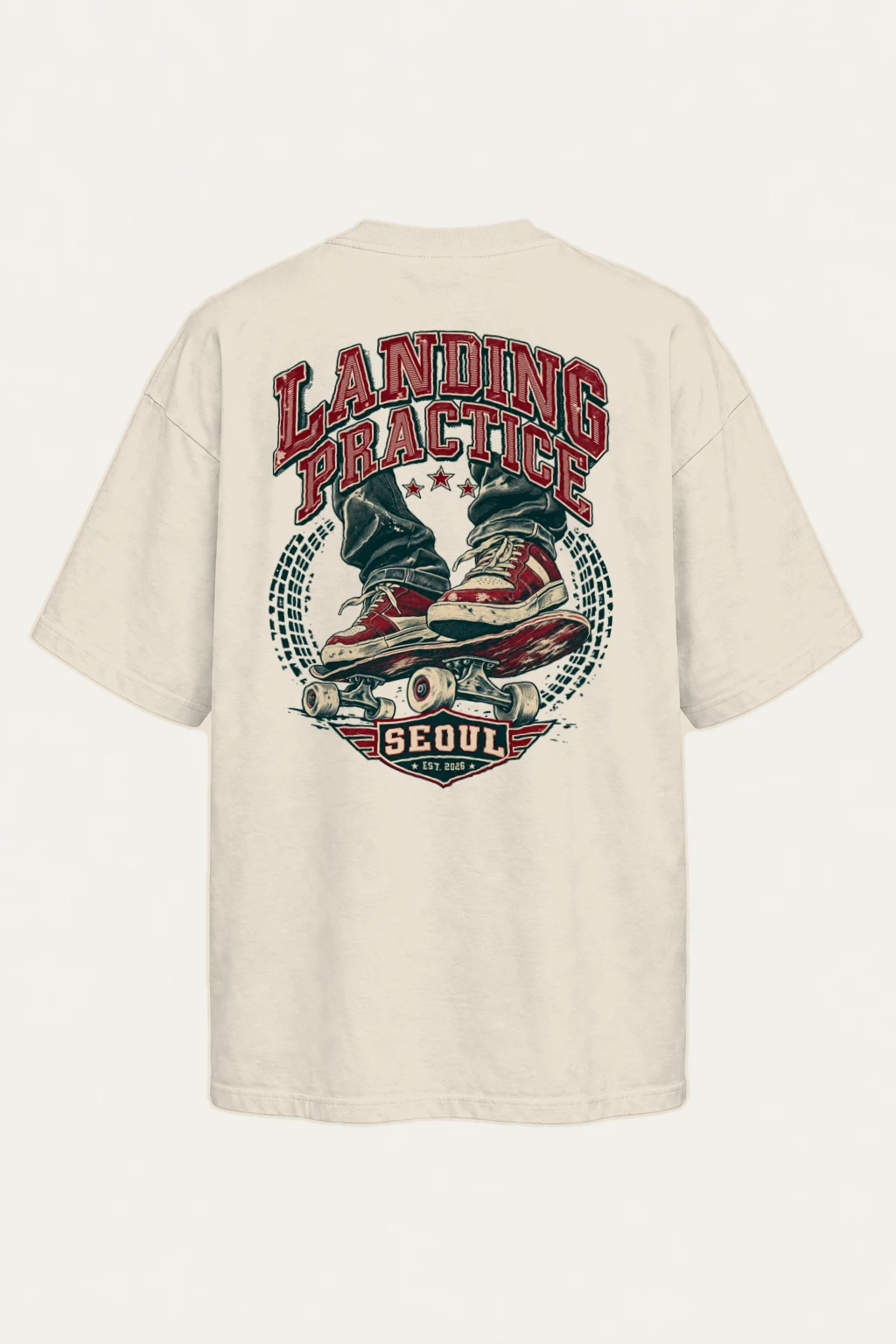 "Landing Practice" Men's Oversized Heavyweight Crewneck T-Shirt | Shaka Wear SHMHSS