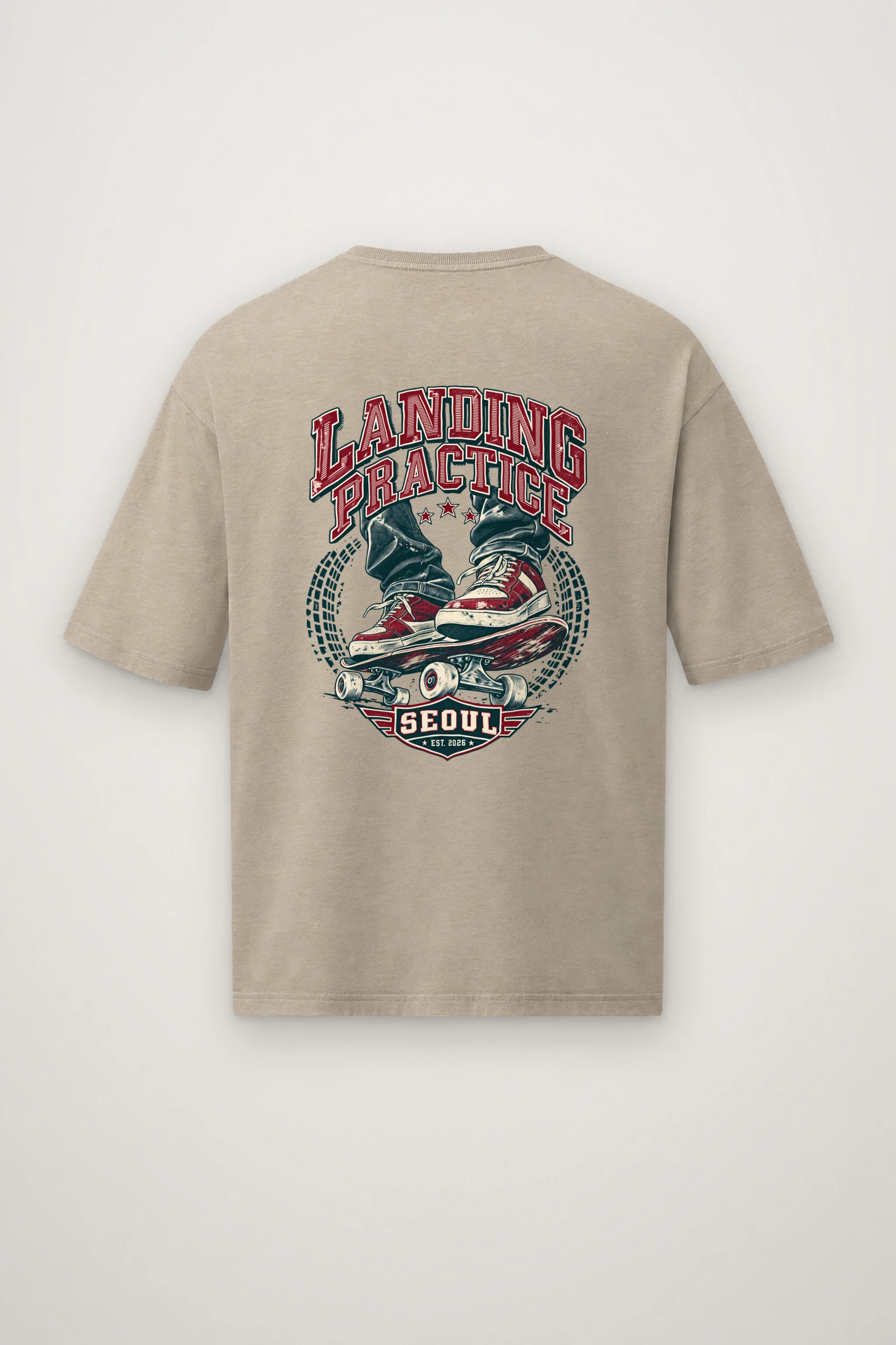"Landing Practice" Men's Oversized Heavyweight Crewneck T-Shirt