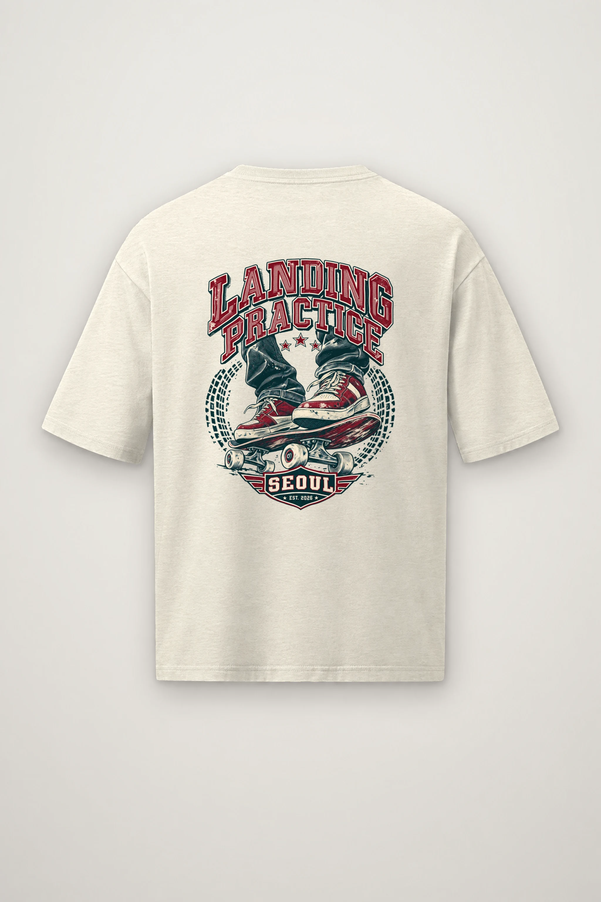 "Landing Practice" Men's Oversized Heavyweight Crewneck T-Shirt
