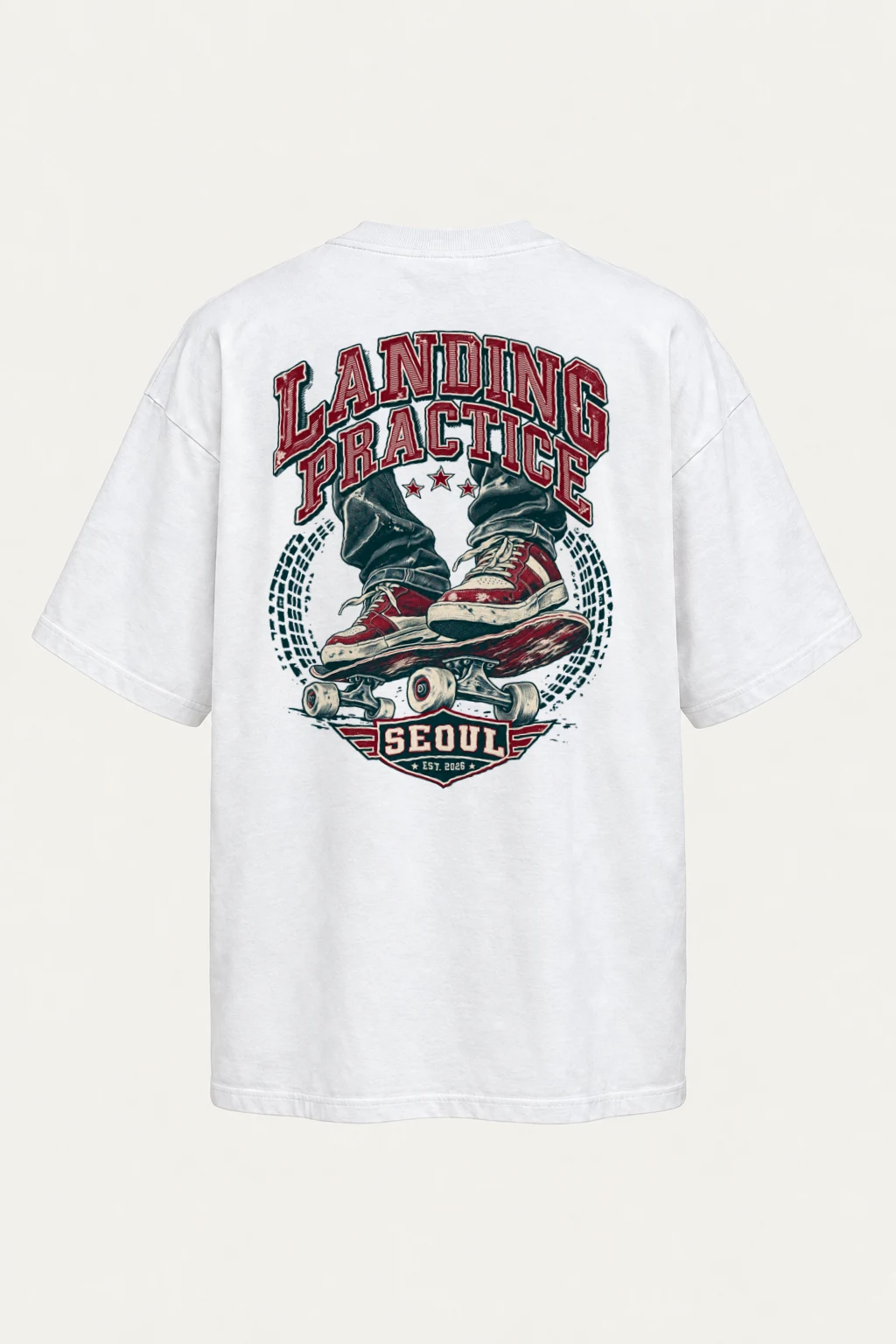 "Landing Practice" Men's Oversized Heavyweight Crewneck T-Shirt | Shaka Wear SHMHSS