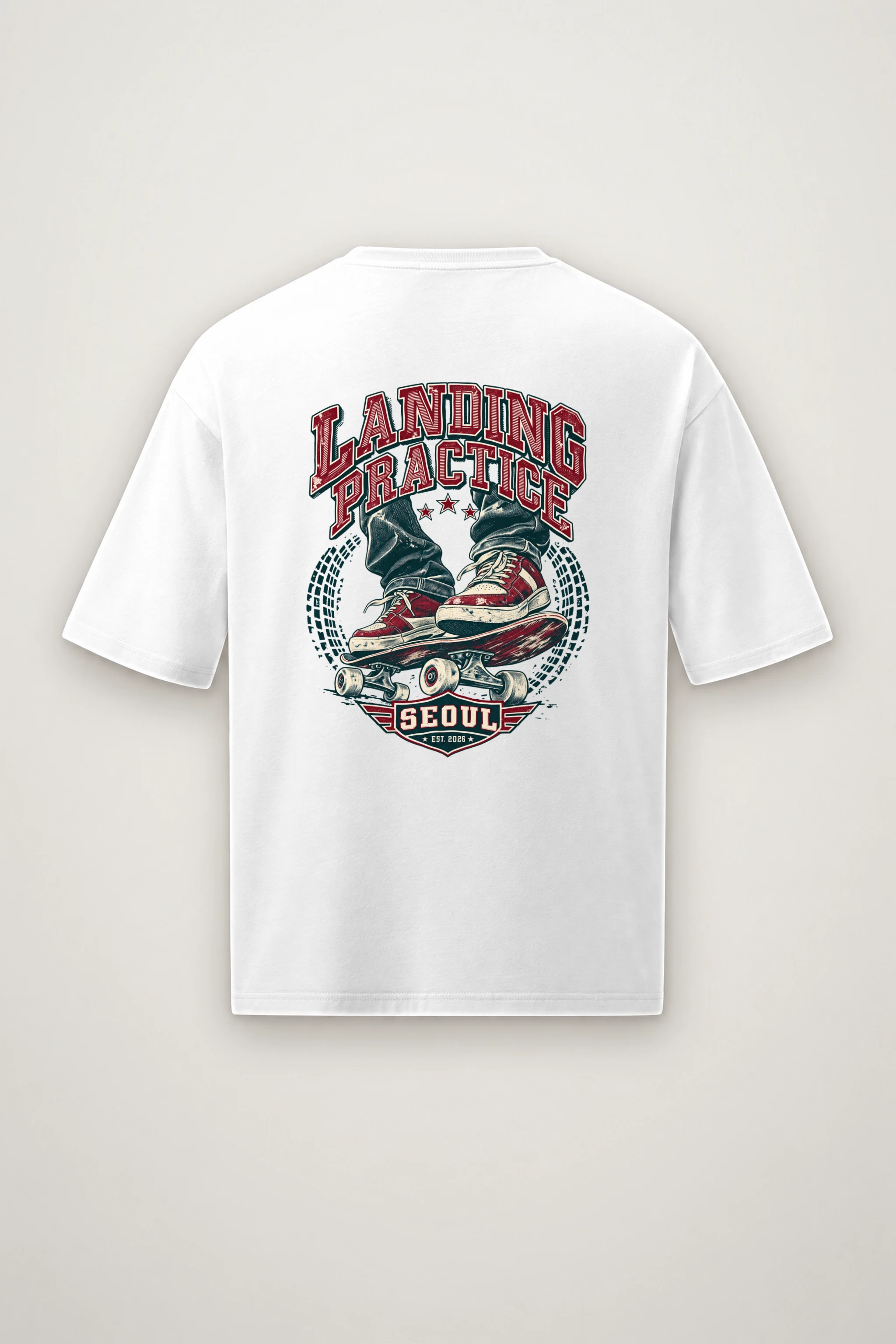 "Landing Practice" Men's Oversized Heavyweight Crewneck T-Shirt