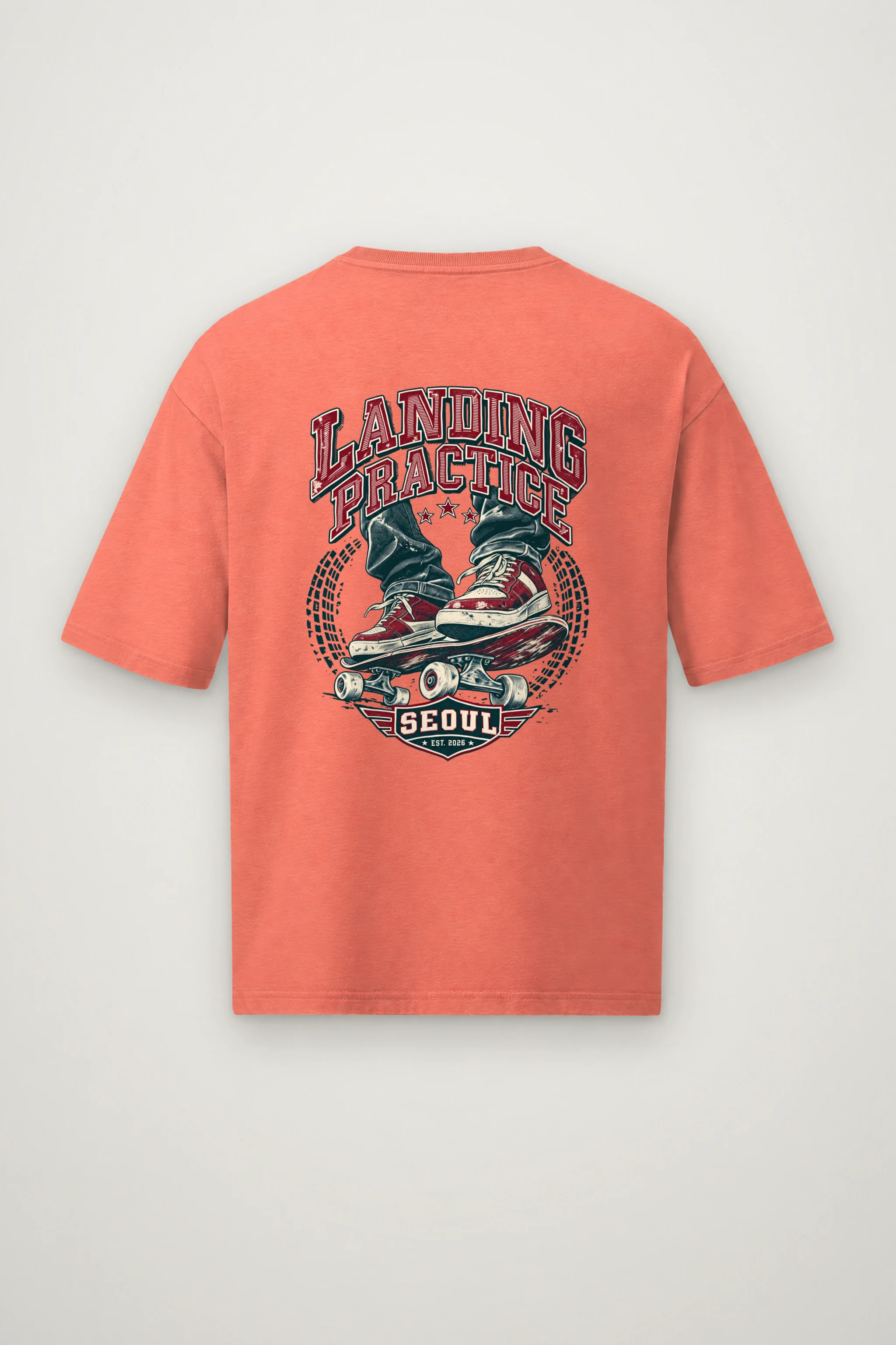 "Landing Practice" Men's Oversized Heavyweight Crewneck T-Shirt