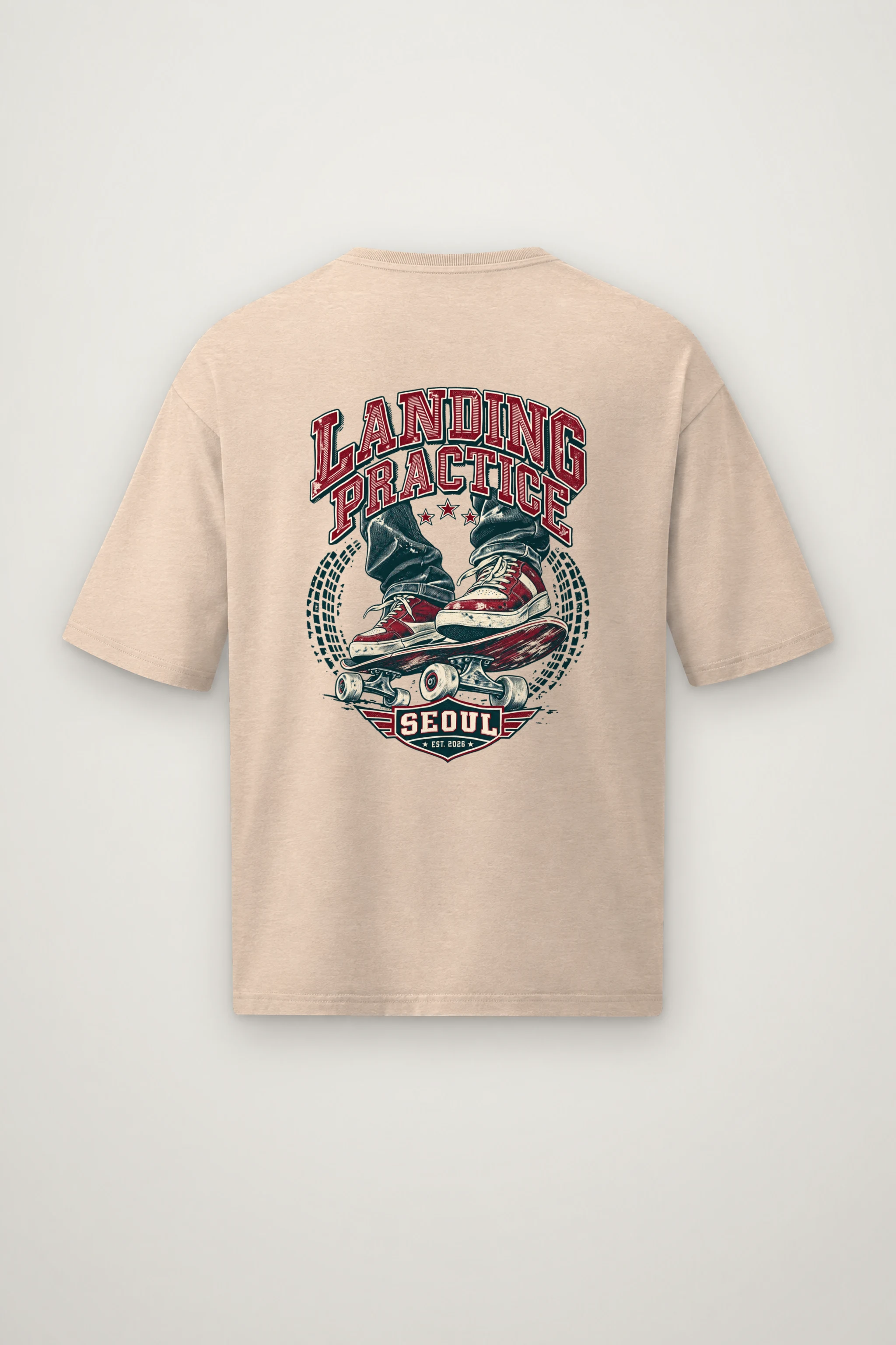 "Landing Practice" Men's Oversized Heavyweight Crewneck T-Shirt