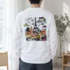 "Eiffel Tower Folk Art" Unisex Longsleeve T-shirt | Gildan 2400