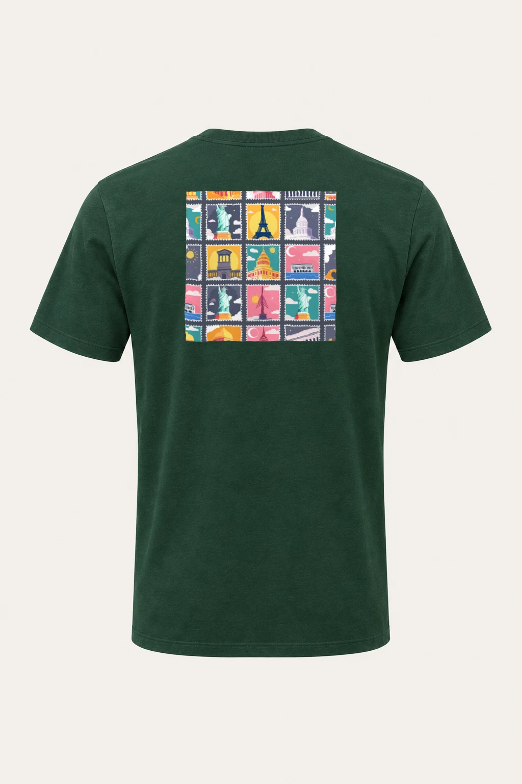 "Landmark Stamp Parade" Heavyweight Unisex Crewneck T-shirt | Gildan 5000