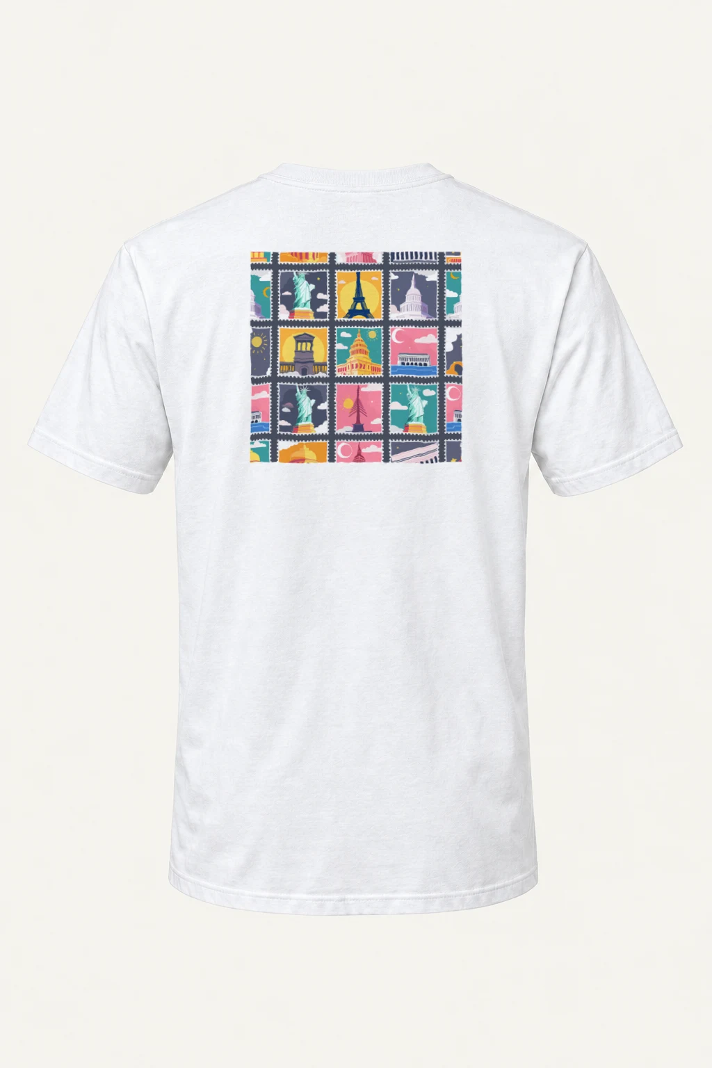 "Landmark Stamp Parade" Heavyweight Unisex Crewneck T-shirt | Gildan 5000