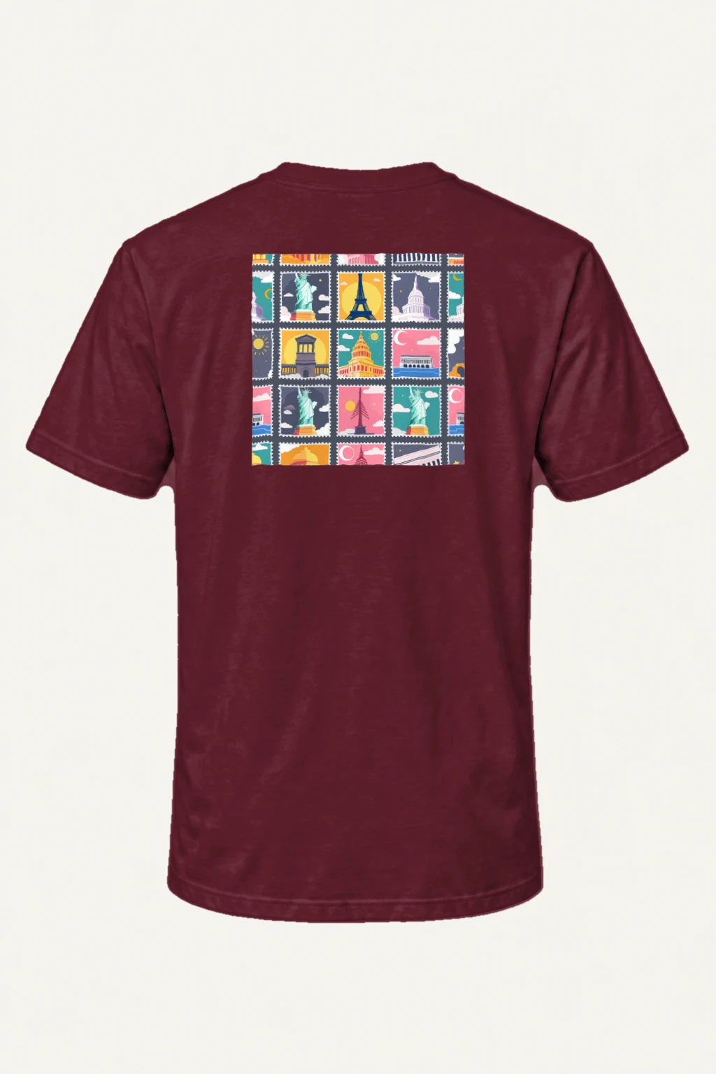 "Landmark Stamp Parade" Heavyweight Unisex Crewneck T-shirt | Gildan 5000