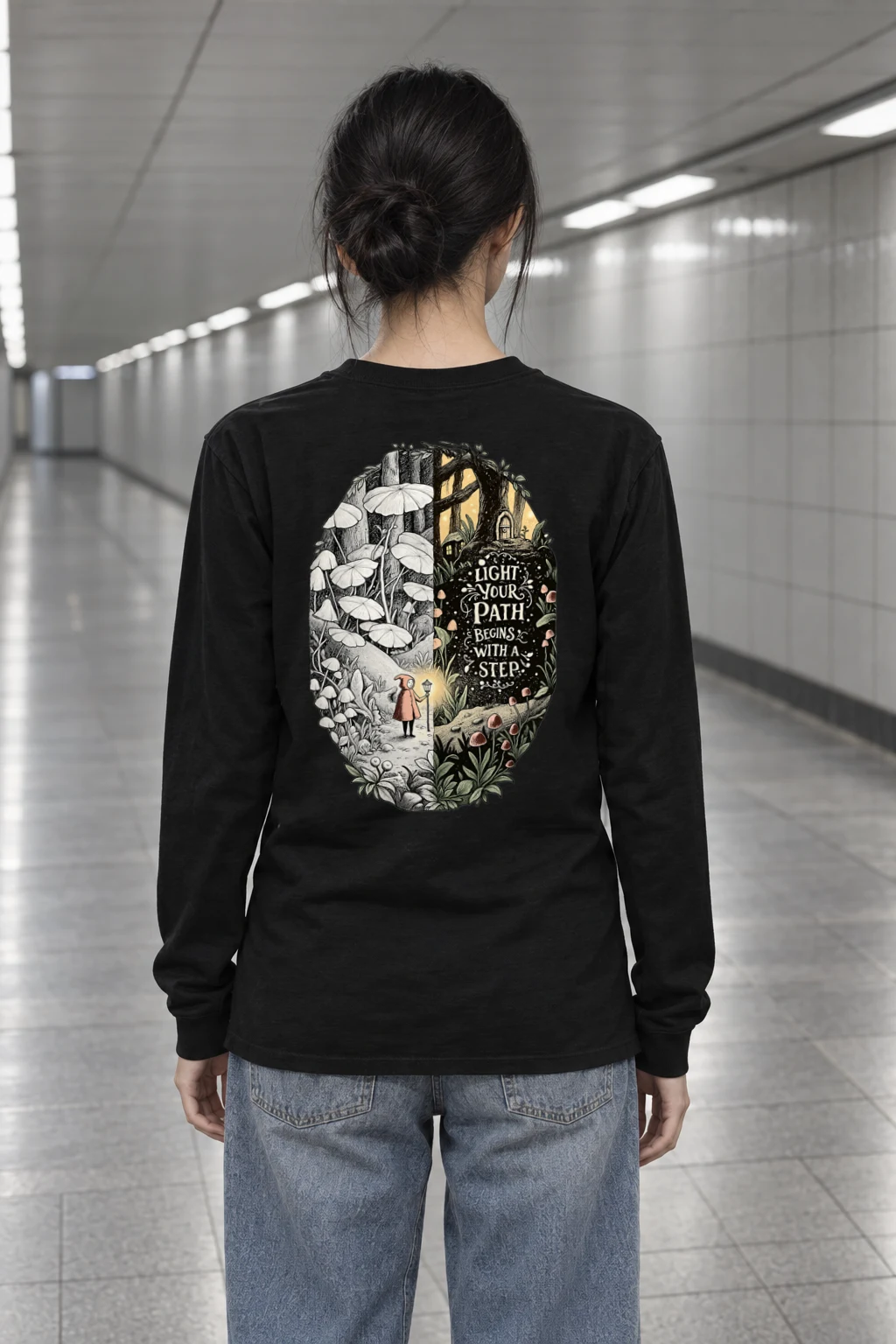 "Lantern Woodland Path" Unisex Longsleeve T-shirt
