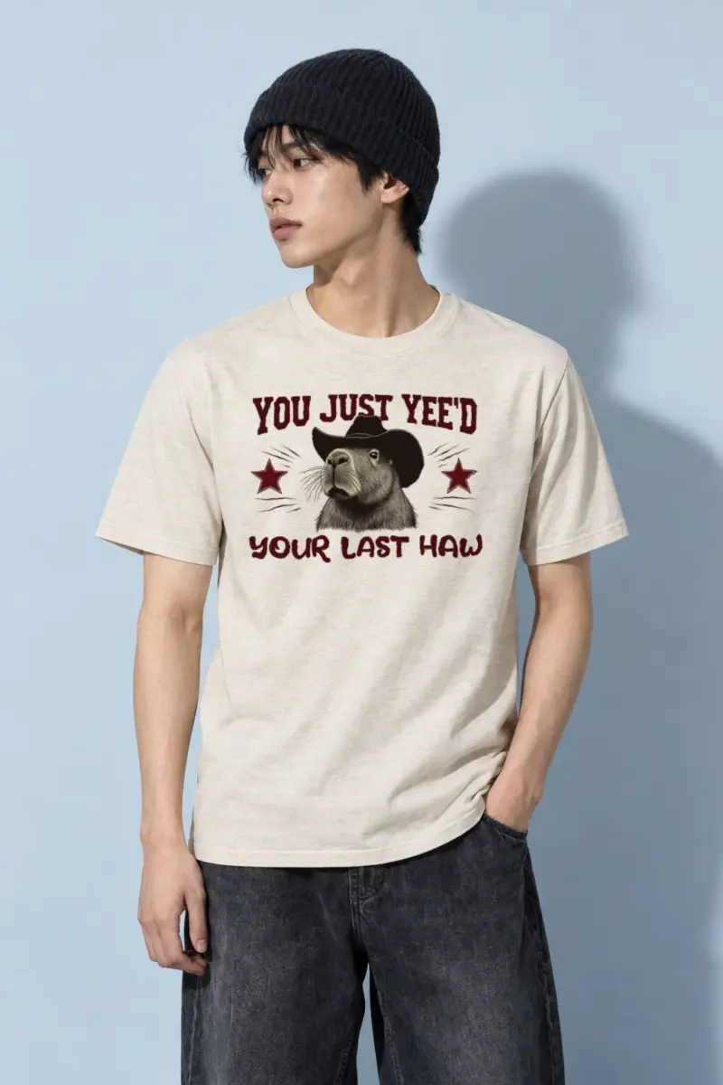 "Last Haw Capybara" Heavyweight Unisex Crewneck T-shirt | Gildan 5000