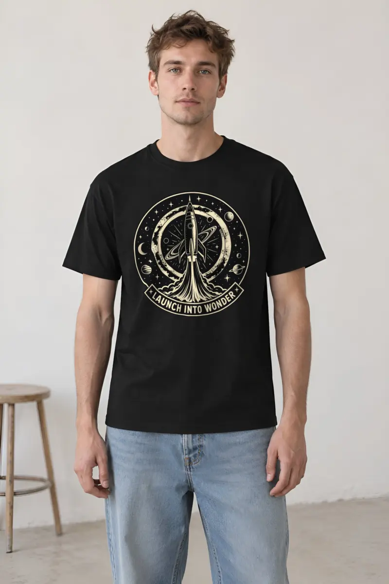 "Launch Into Wonder" Heavyweight Unisex Crewneck T-shirt