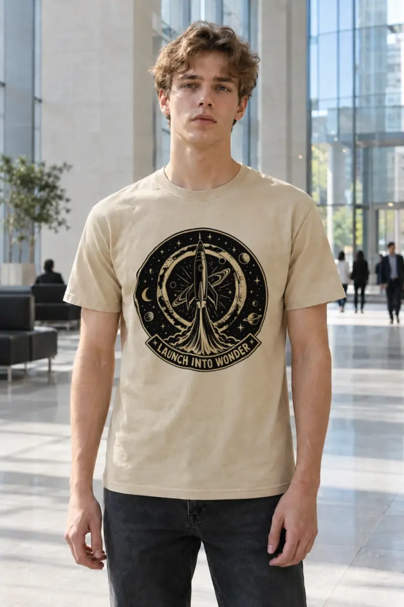 "Launch Into Wonder" Heavyweight Unisex Crewneck T-shirt | Gildan 5000