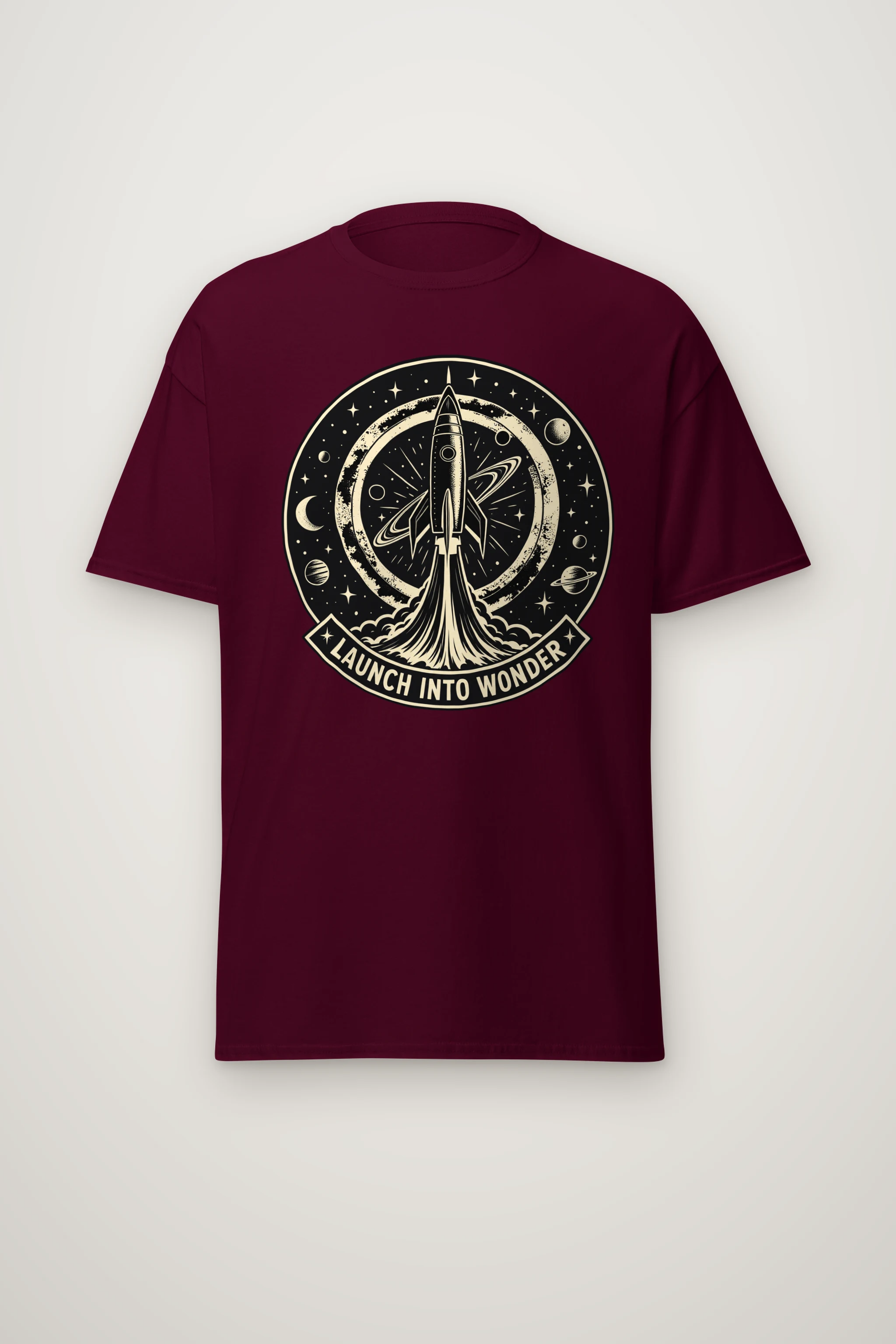 "Launch Into Wonder" Heavyweight Unisex Crewneck T-shirt