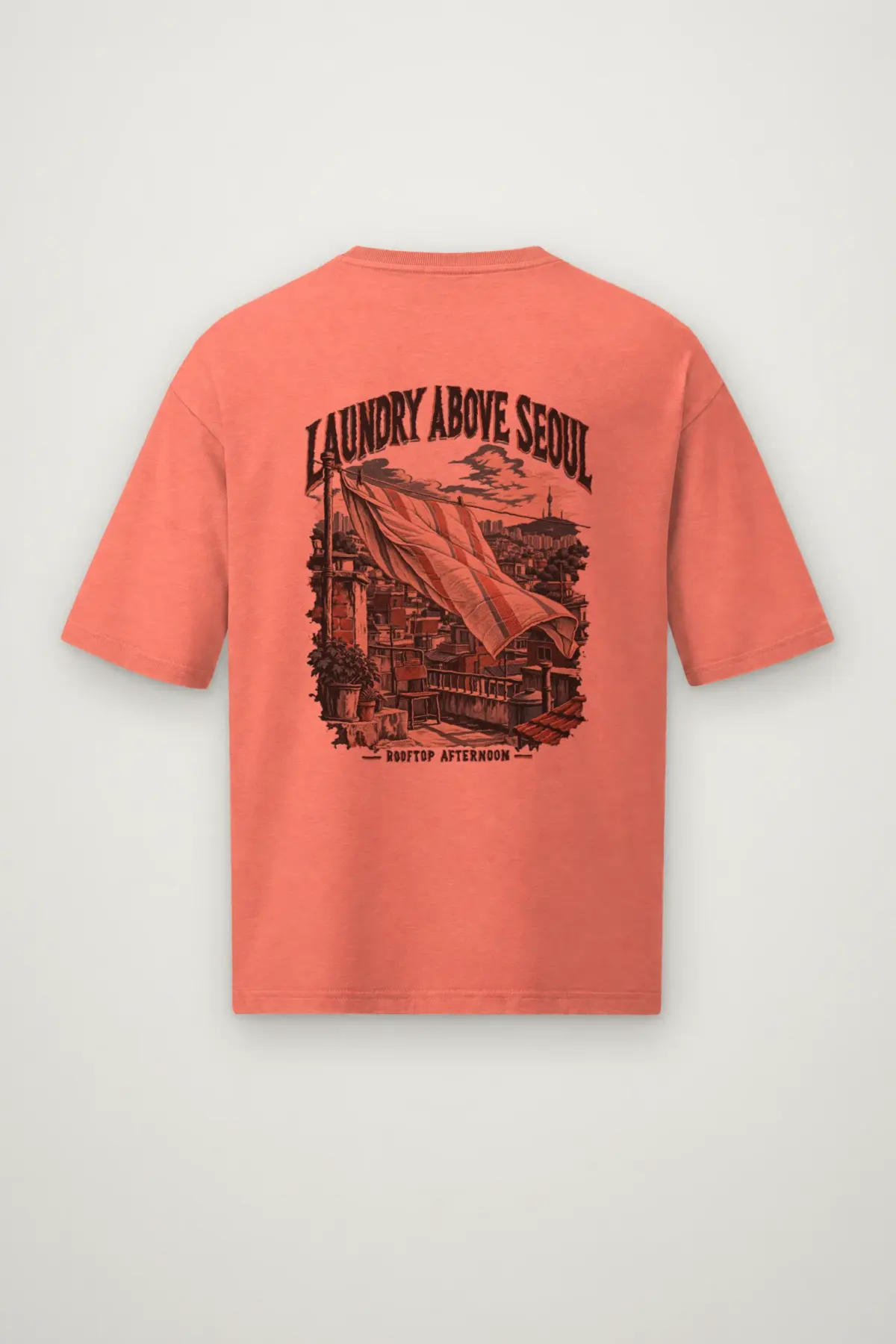 "Laundry Above Seoul" Men's Oversized Heavyweight Crewneck T-Shirt