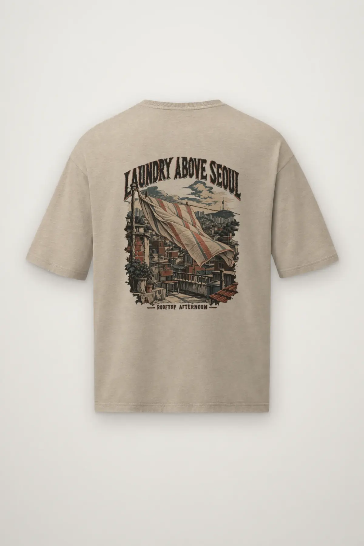 "Laundry Above Seoul" Men's Oversized Heavyweight Crewneck T-Shirt