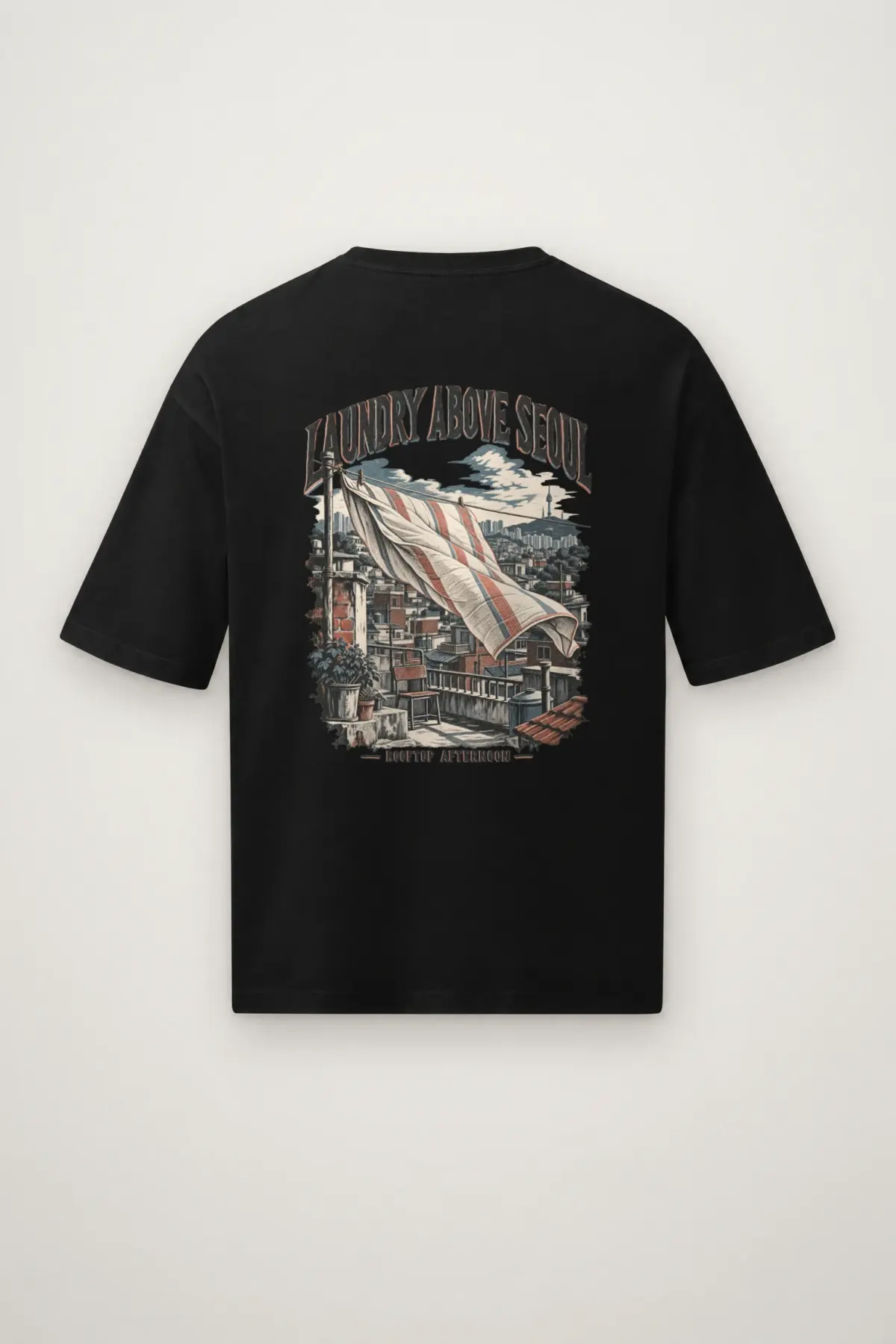 "Laundry Above Seoul" Men's Oversized Heavyweight Crewneck T-Shirt