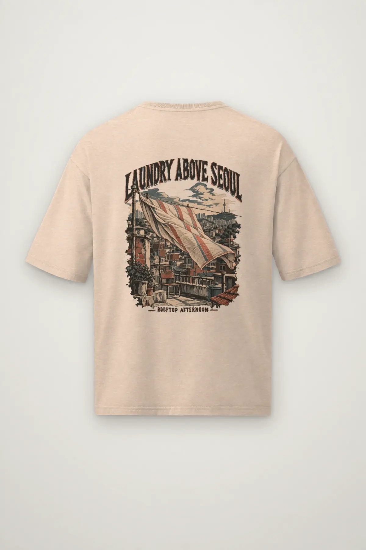 "Laundry Above Seoul" Men's Oversized Heavyweight Crewneck T-Shirt