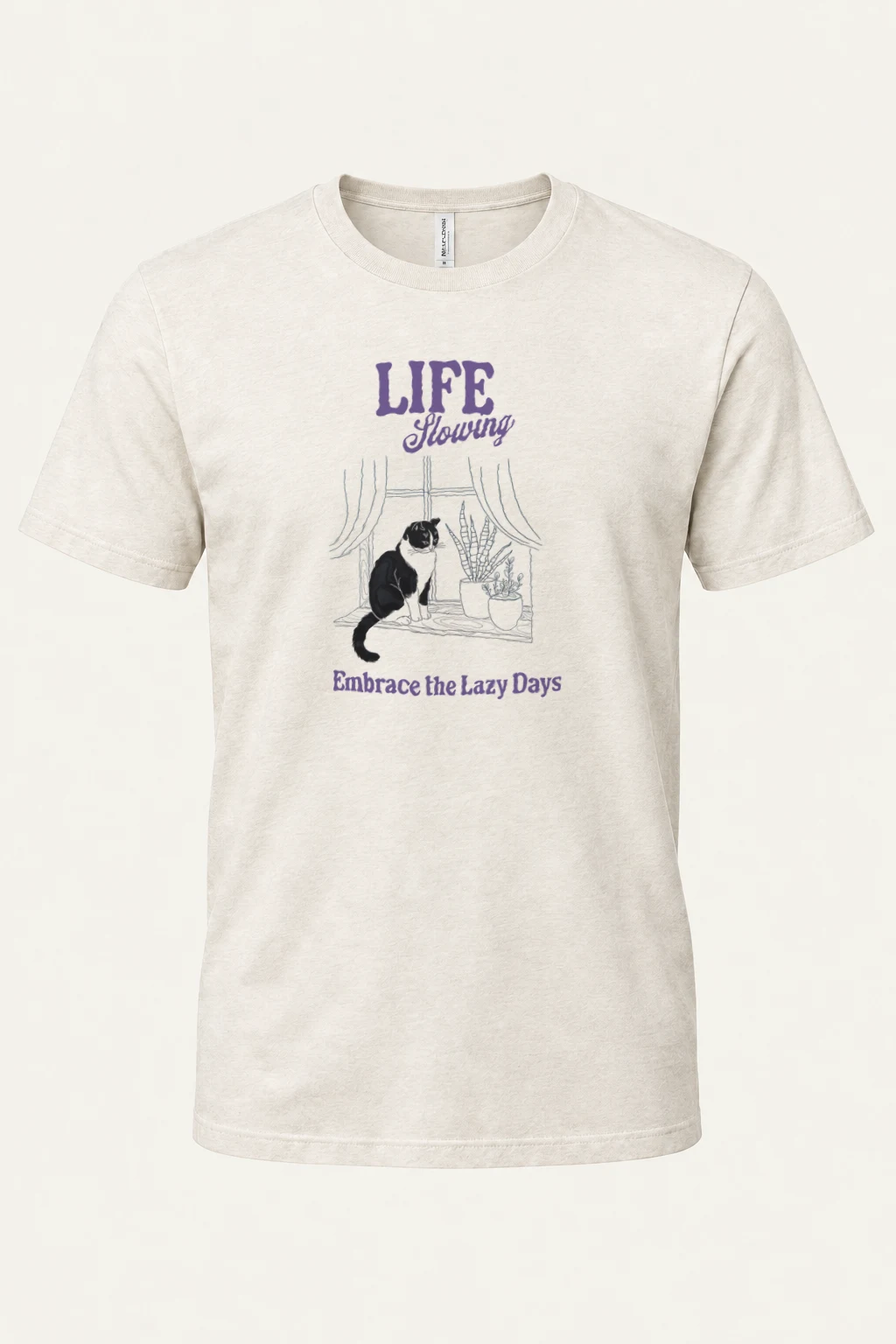 "Lazy Days Cat" Heavyweight Unisex Crewneck T-shirt | Gildan 5000