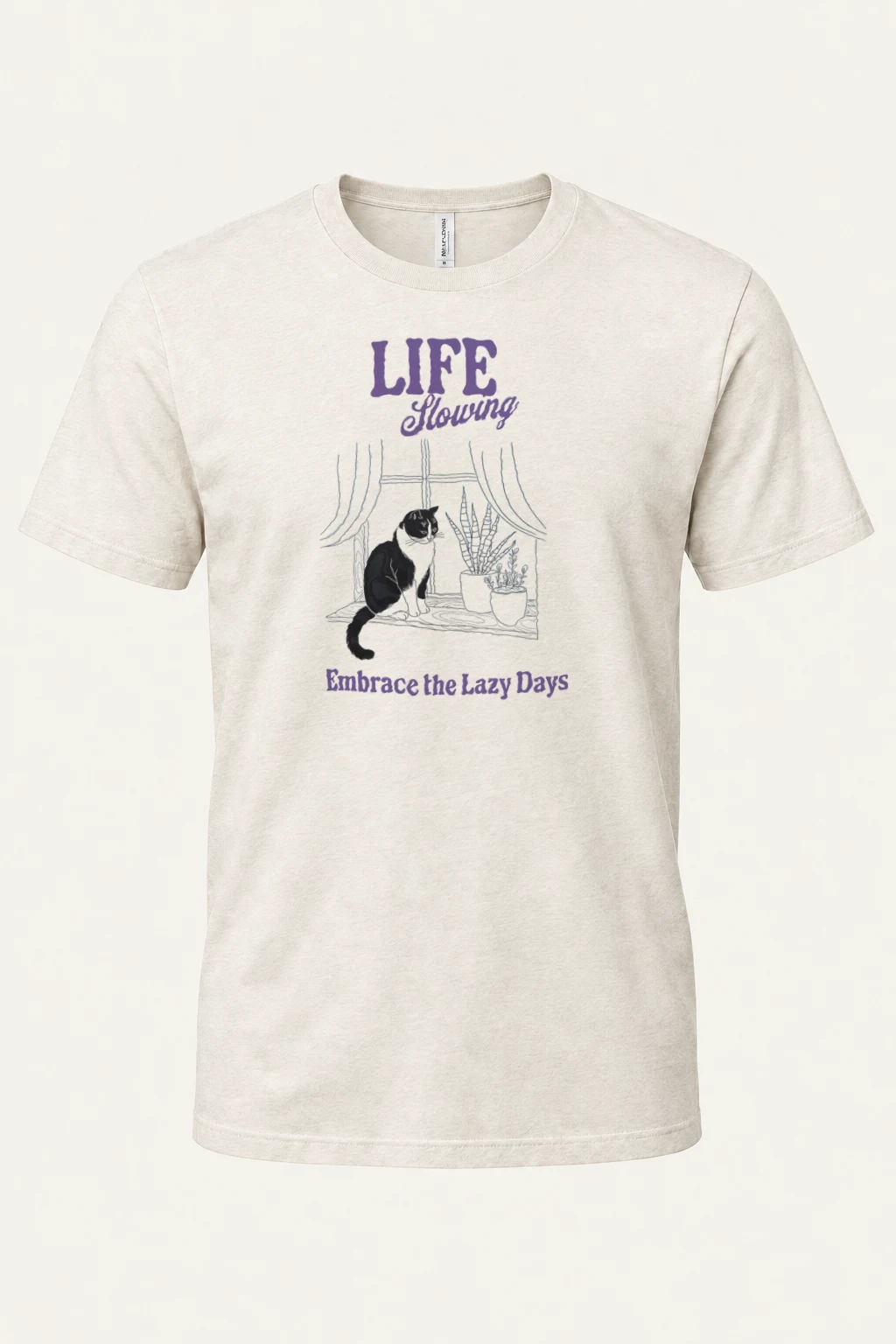 "Lazy Days Cat" Heavyweight Unisex Crewneck T-shirt | Gildan 5000