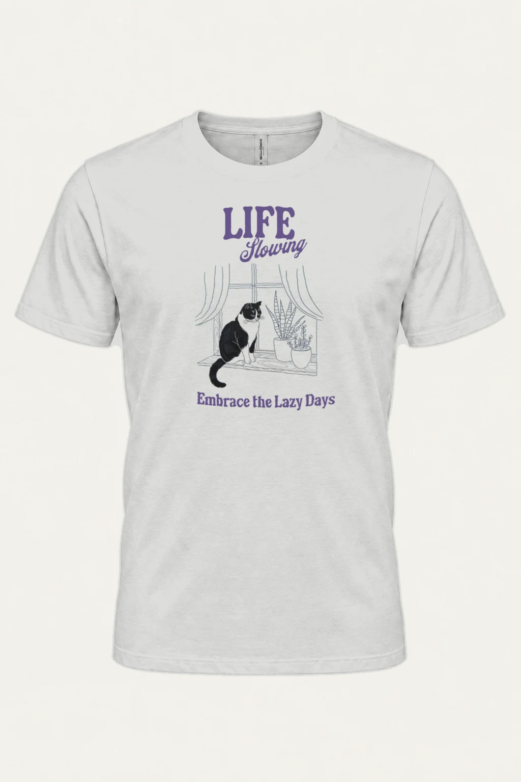 "Lazy Days Cat" Heavyweight Unisex Crewneck T-shirt | Gildan 5000