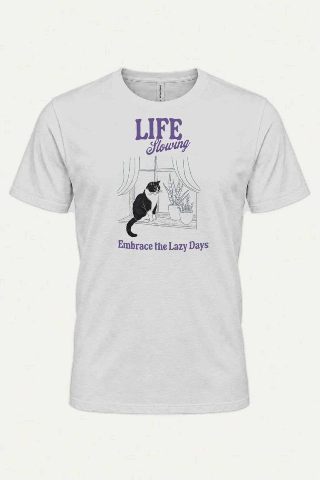 "Lazy Days Cat" Heavyweight Unisex Crewneck T-shirt | Gildan 5000