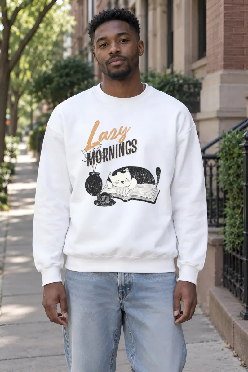 "Lazy Mornings" Heavy Blend Unisex Crewneck Sweatshirt