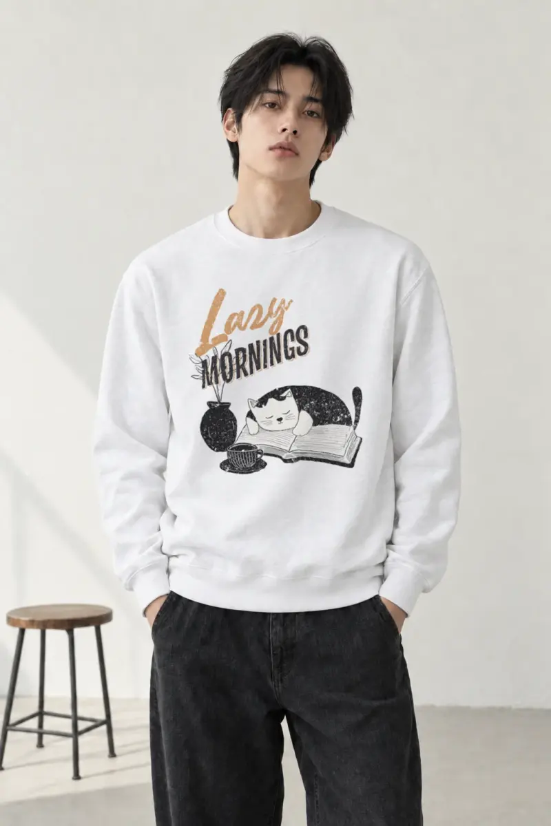 "Lazy Mornings" Heavy Blend Unisex Crewneck Sweatshirt | Gildan 18000