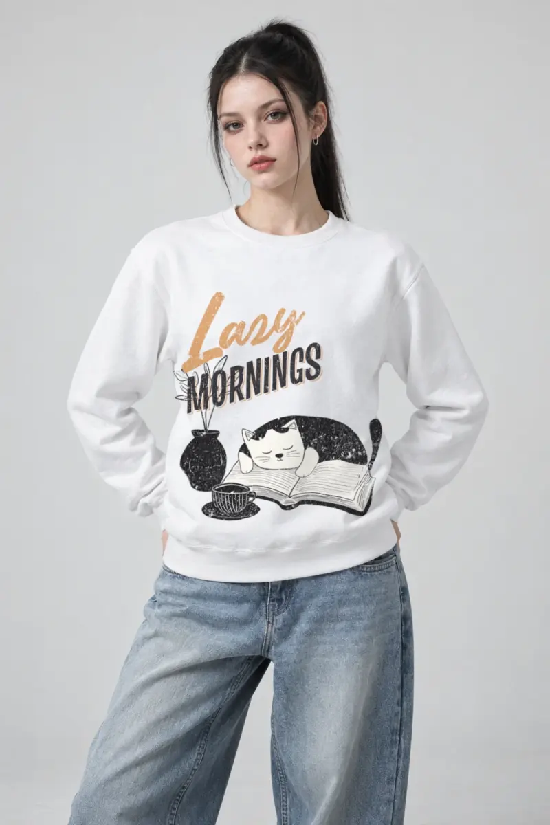 "Lazy Mornings" Heavy Blend Unisex Crewneck Sweatshirt