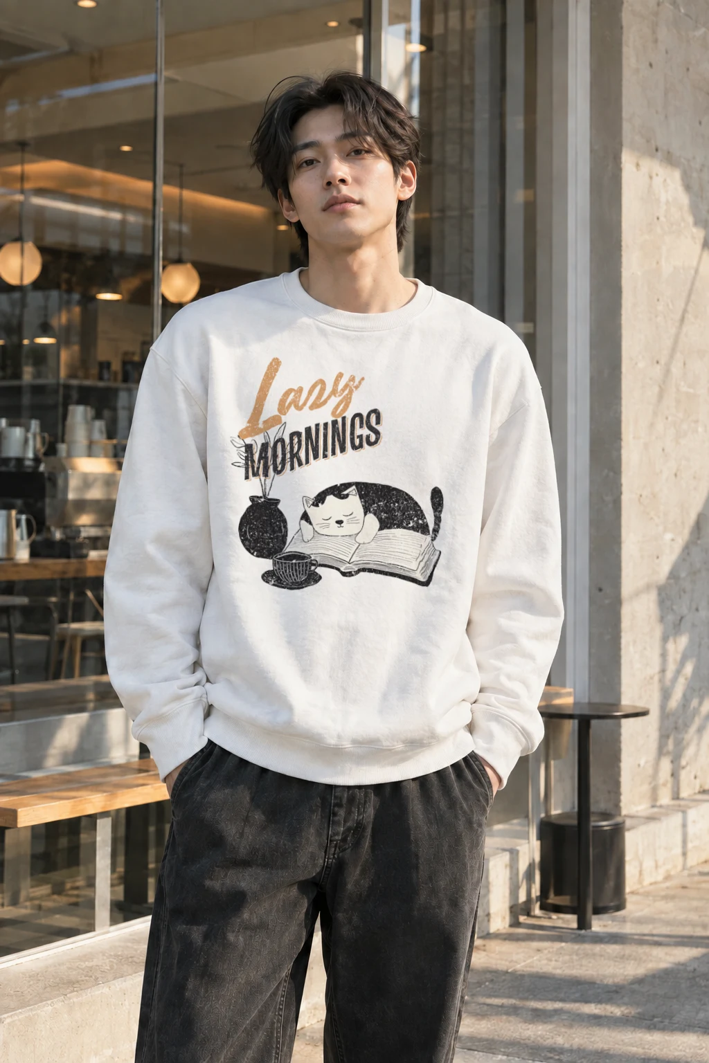 "Lazy Mornings" Heavy Blend Unisex Crewneck Sweatshirt | Gildan 18000