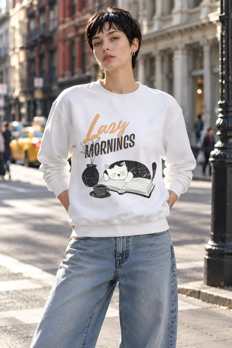 "Lazy Mornings" Heavy Blend Unisex Crewneck Sweatshirt