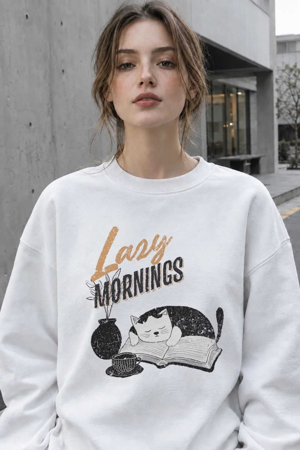 "Lazy Mornings" Heavy Blend Unisex Crewneck Sweatshirt | Gildan 18000