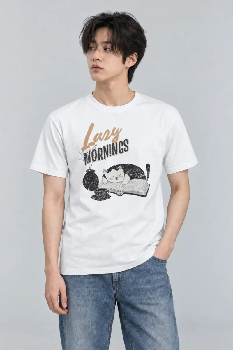 "Lazy Mornings" Heavyweight Unisex Crewneck T-shirt